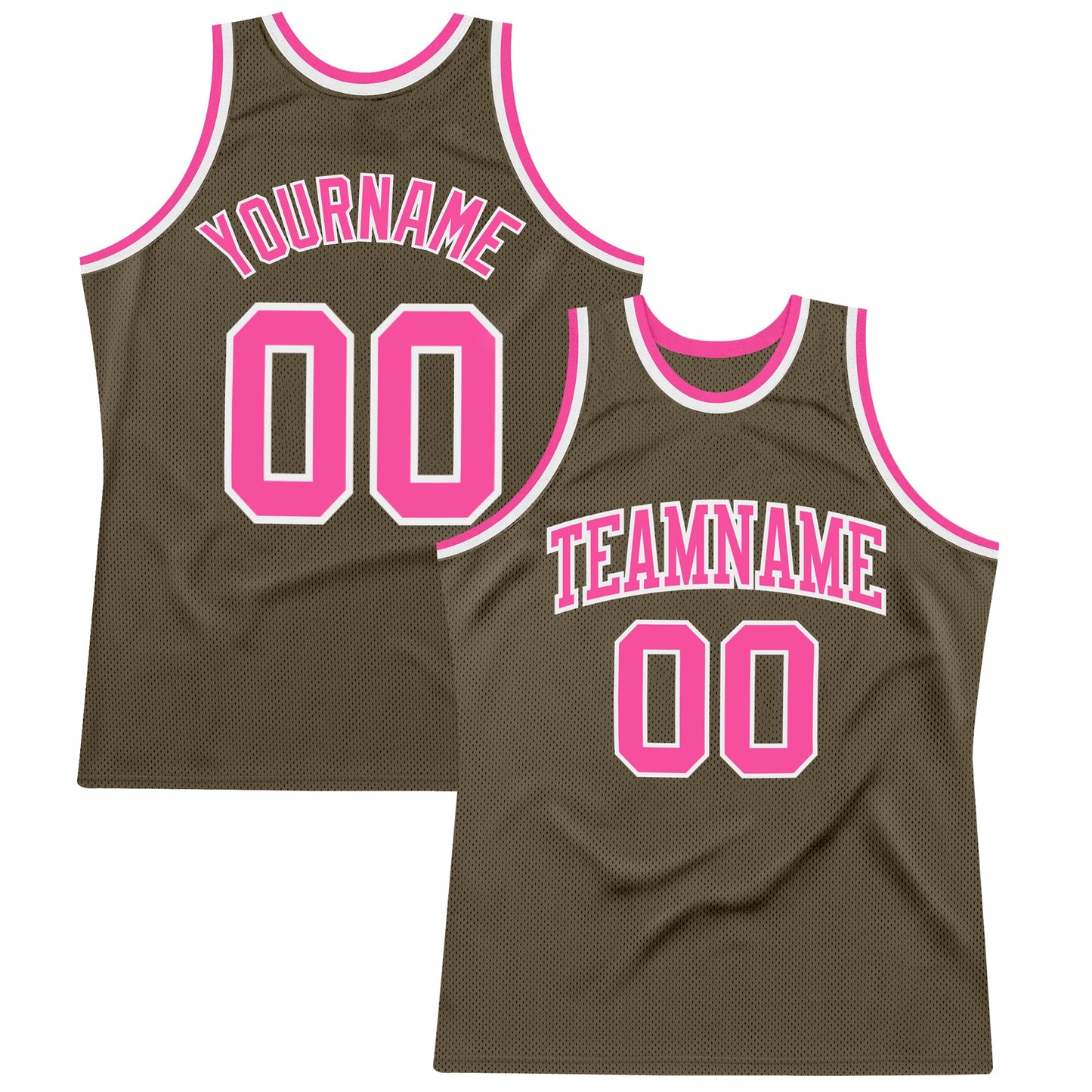 Custom Olive Pink-White Authentic Throwback Salute To Service  Basketball Jersey - Main View