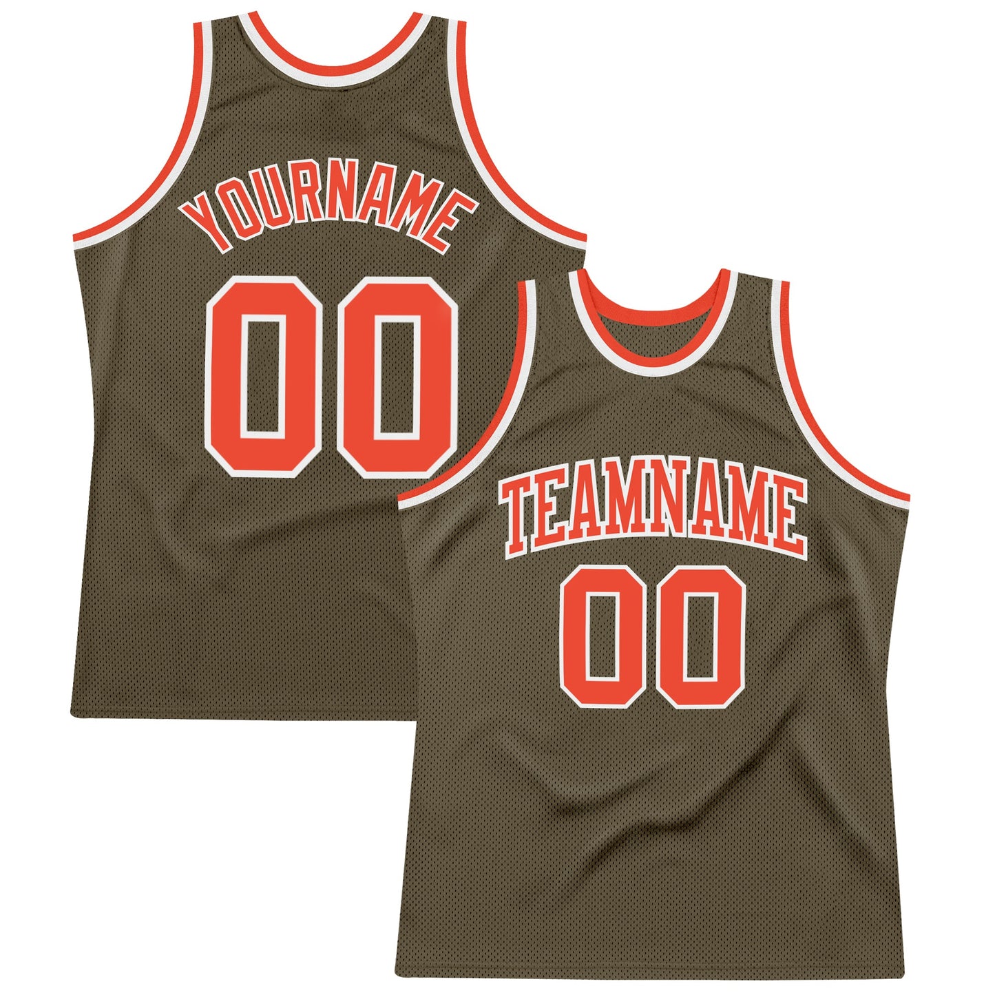 Custom Olive Orange-White Authentic Throwback Salute To Service  Basketball Jersey - Main View