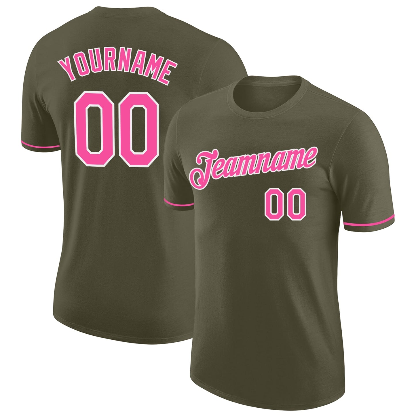 Custom Olive Pink-White Performance Salute To Service T-Shirt - Main View