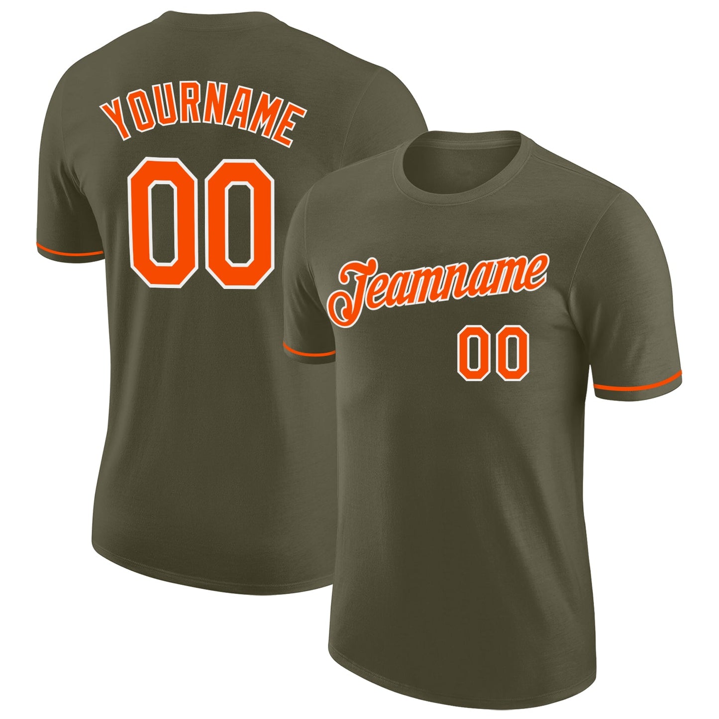Custom Olive Orange-White Performance Salute To Service T-Shirt - Main View