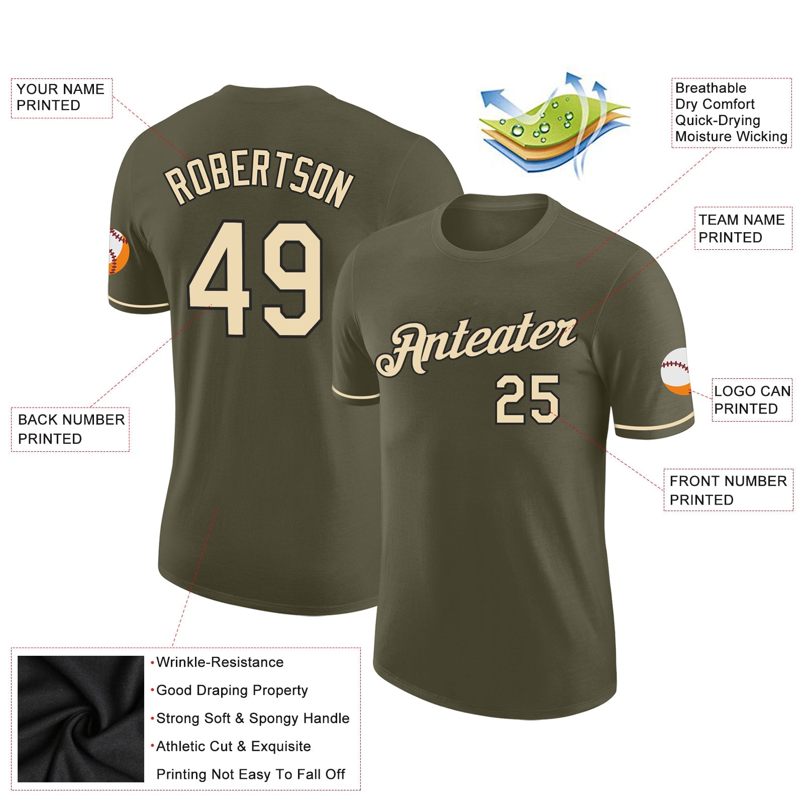 Custom Olive Cream-Black Performance Salute To Service T-Shirt view 2