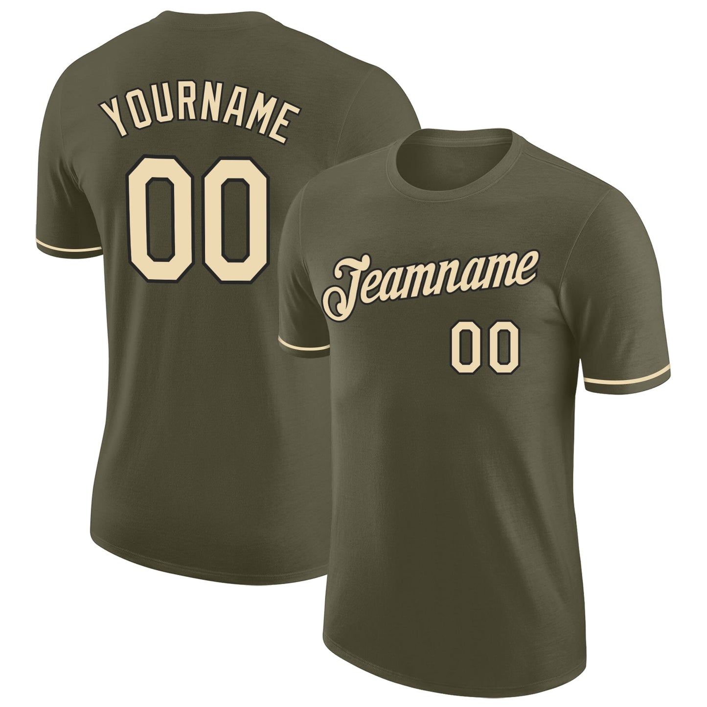 Custom Olive Cream-Black Performance Salute To Service T-Shirt - Main View