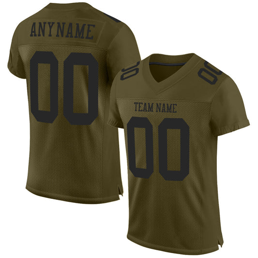 Custom Olive Black Mesh Authentic Salute To Service Football Jersey - Main View