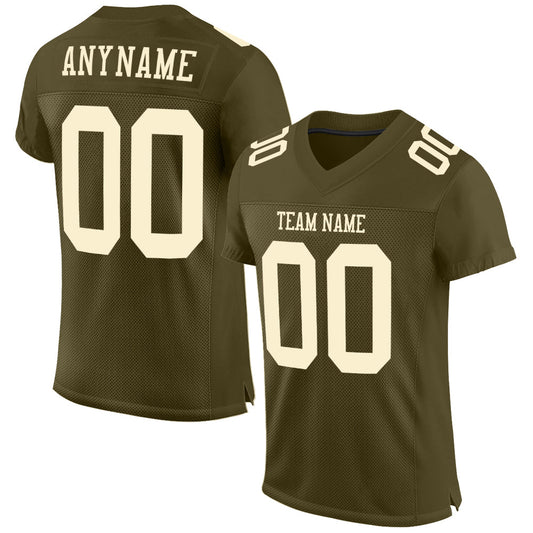 Custom Olive Cream Mesh Authentic Salute To Service Football Jersey - Main View