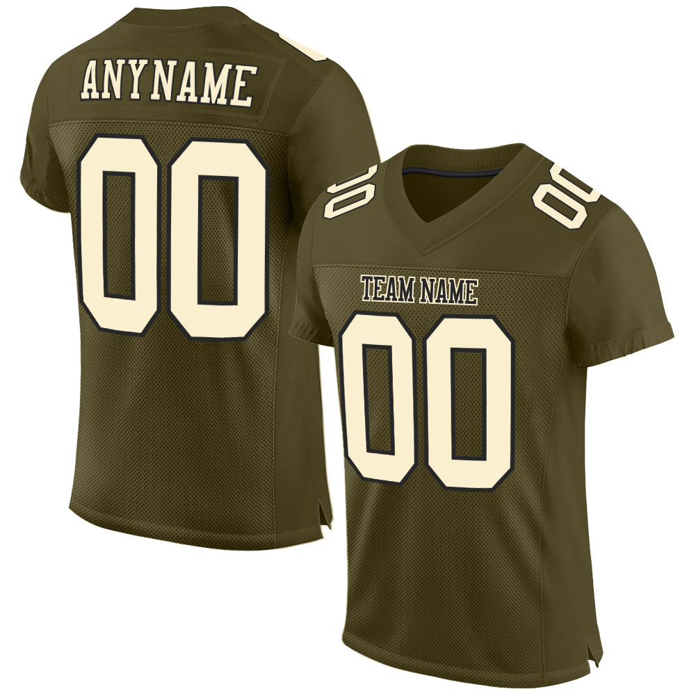 Custom Olive Cream-Black Mesh Authentic Salute To Service Football Jersey - Main View