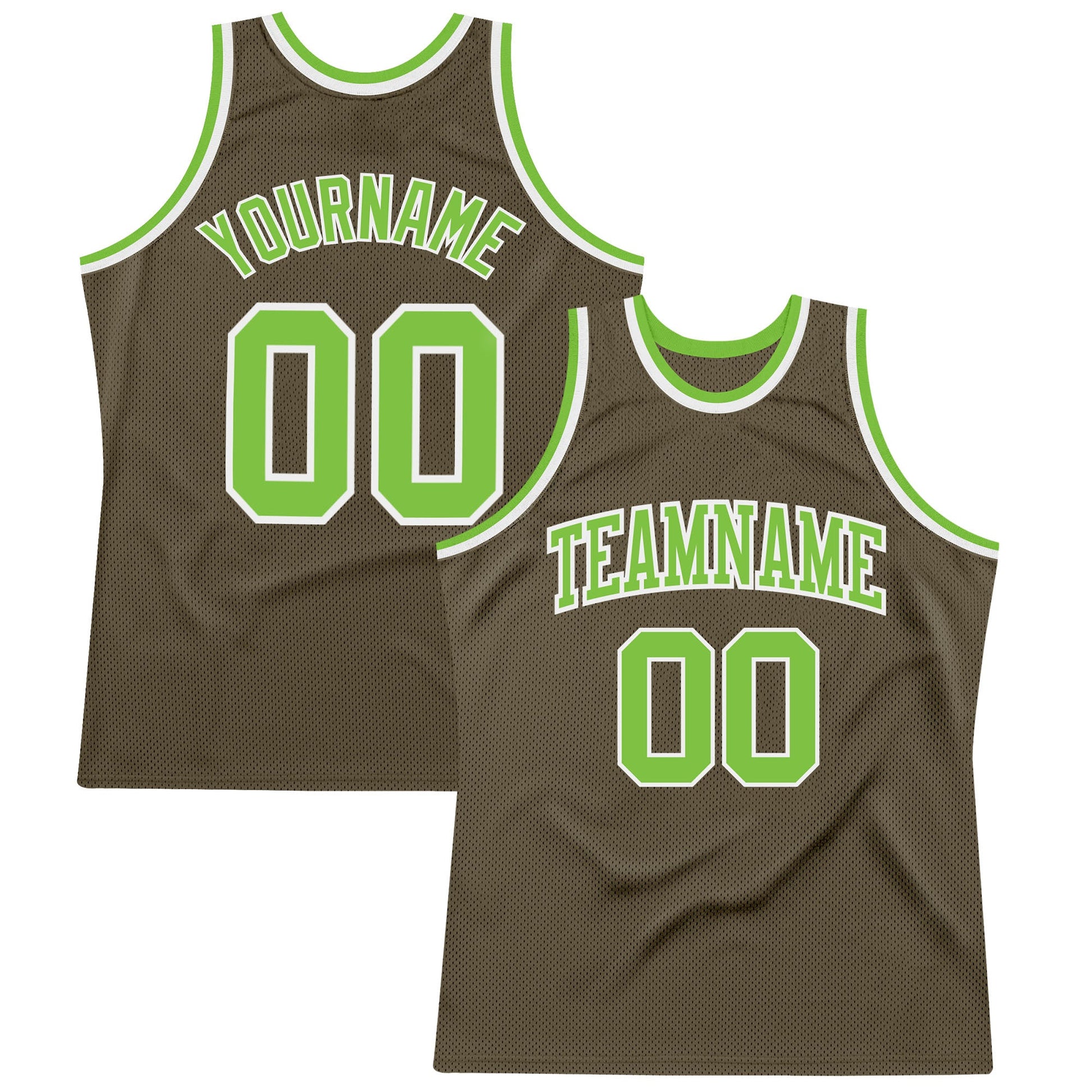 Custom Olive Neon Green-White Authentic Throwback Salute To Service Basketball Jersey - Main View