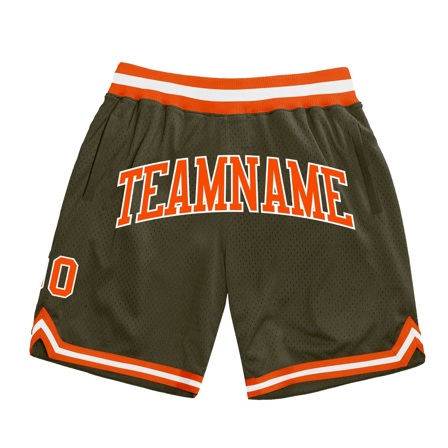 Custom Olive Orange-White Authentic Throwback Salute To Service Basketball Shorts - Main View
