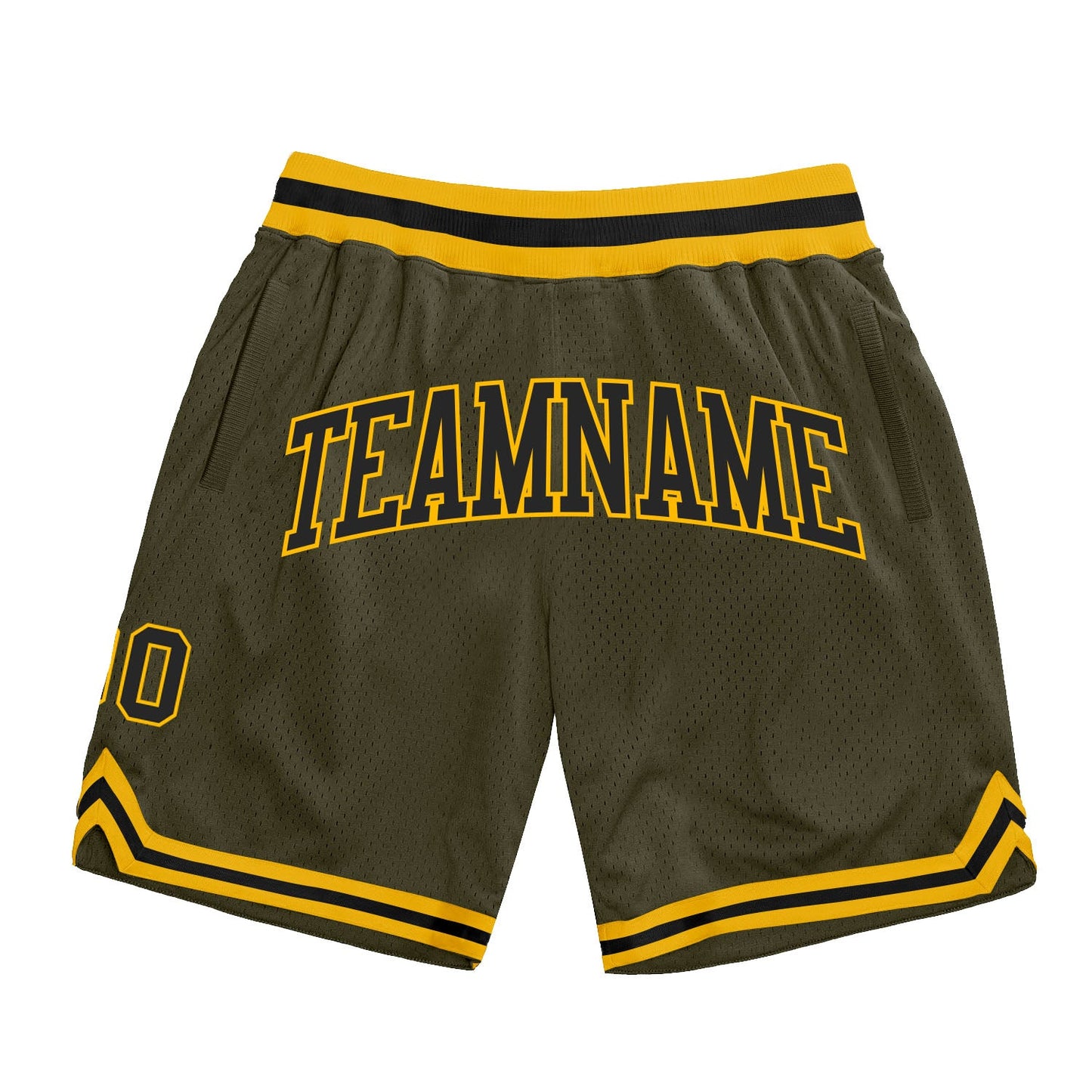 Custom Olive Black-Gold Authentic Throwback Salute To Service Basketball Shorts - Main View