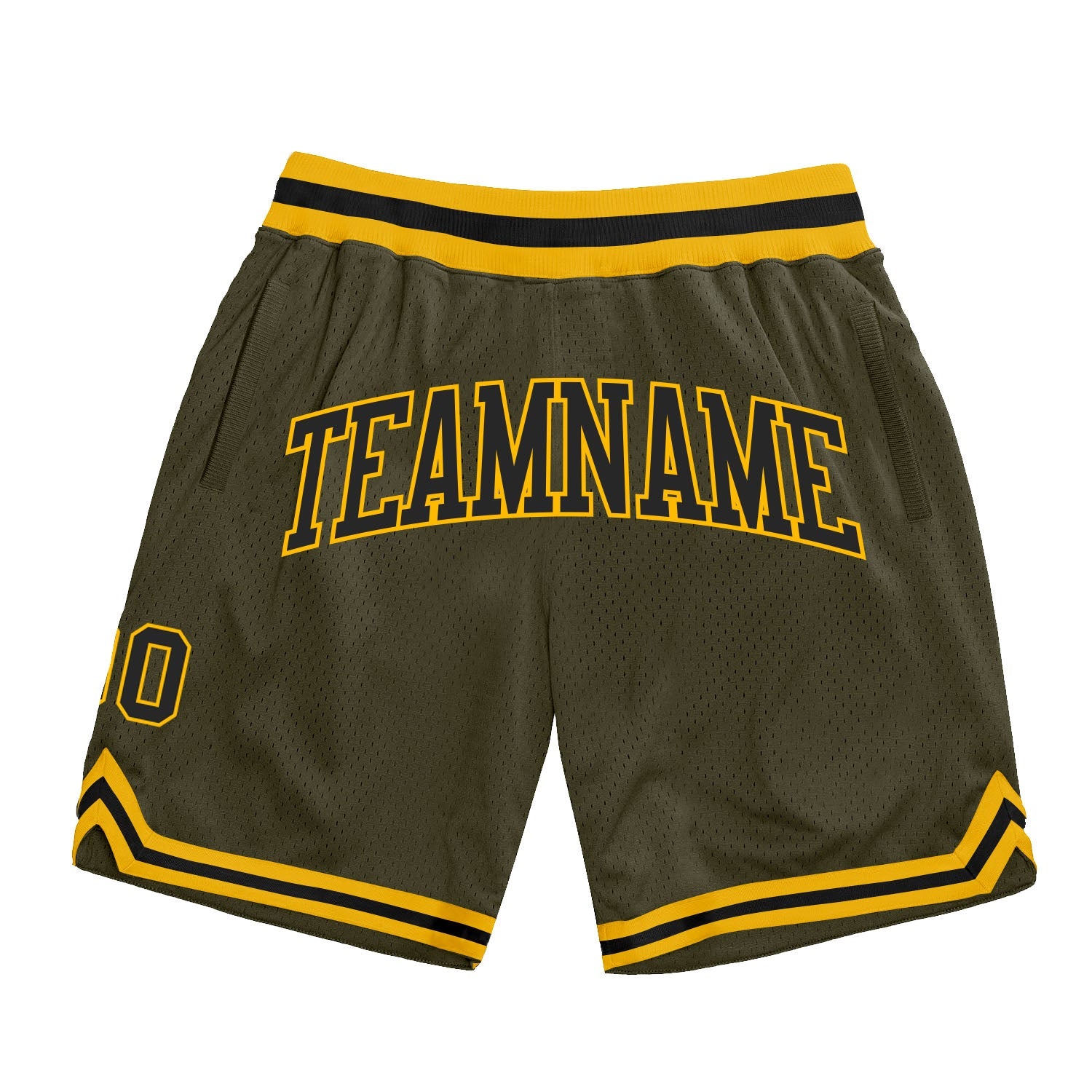 Custom Olive Black-Gold Authentic Throwback Salute To Service Basketball Shorts - Main View