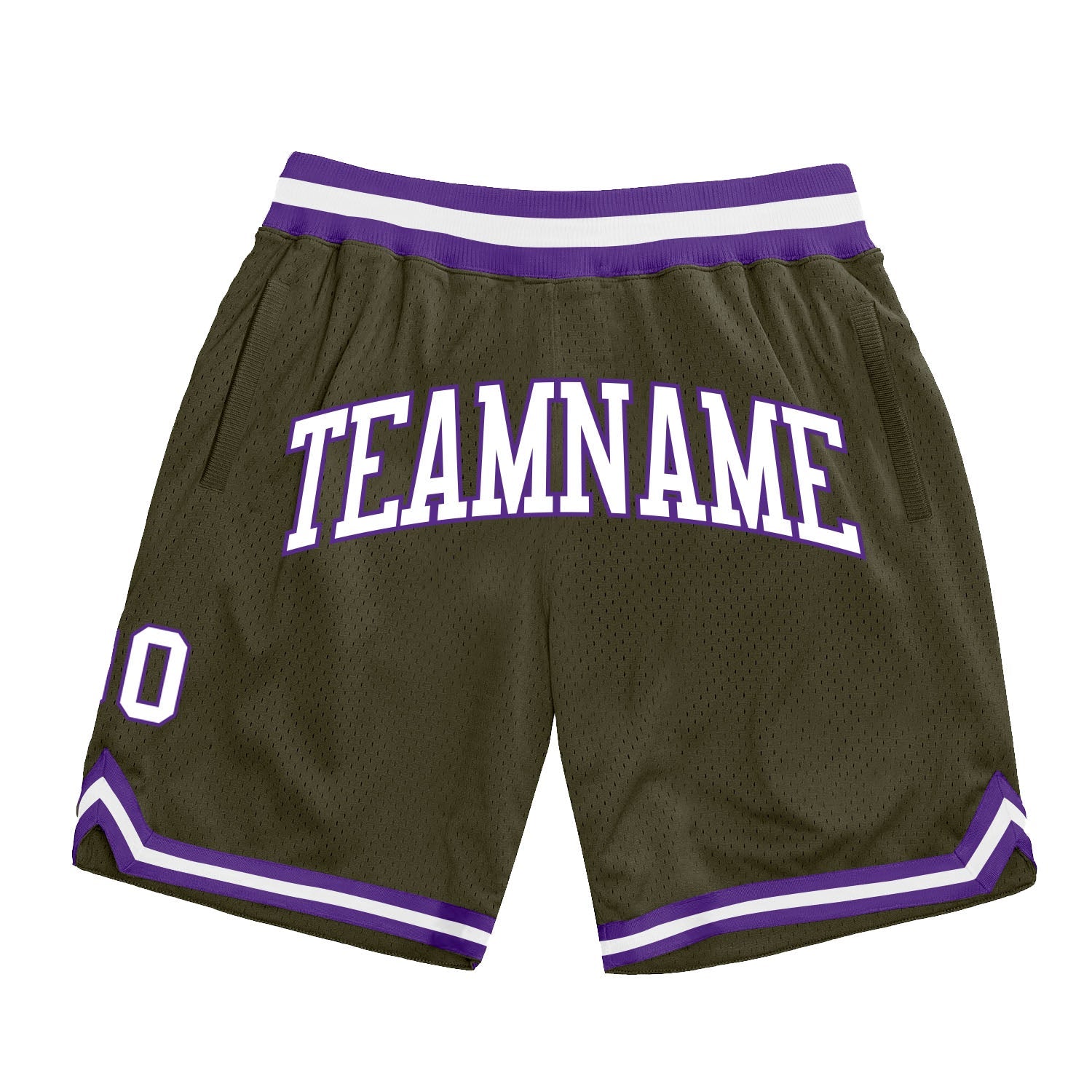 Custom Olive White-Purple Authentic Throwback Salute To Service Basketball Shorts - Main View