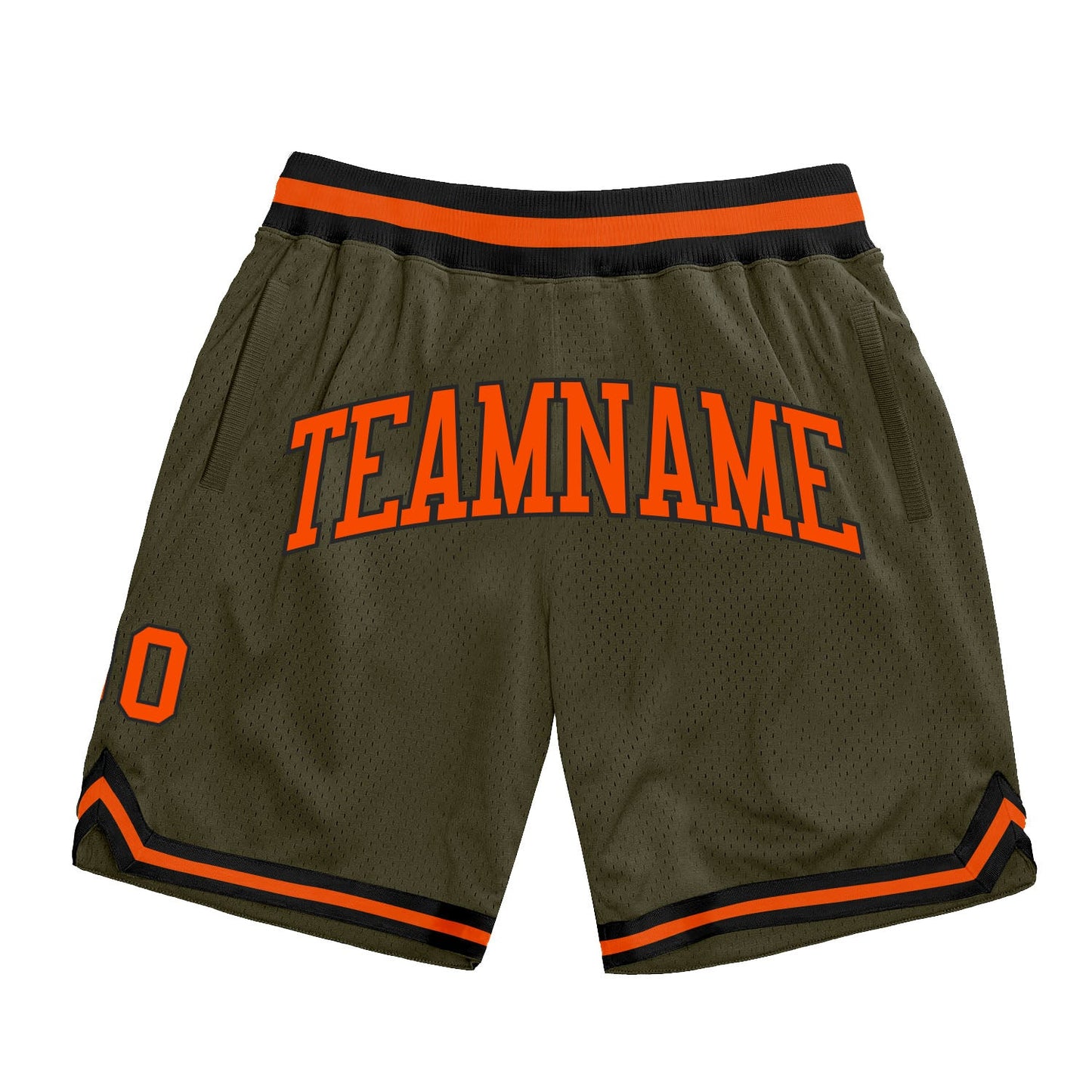 Custom Olive Orange-Black Authentic Throwback Salute To Service Basketball Shorts - Main View