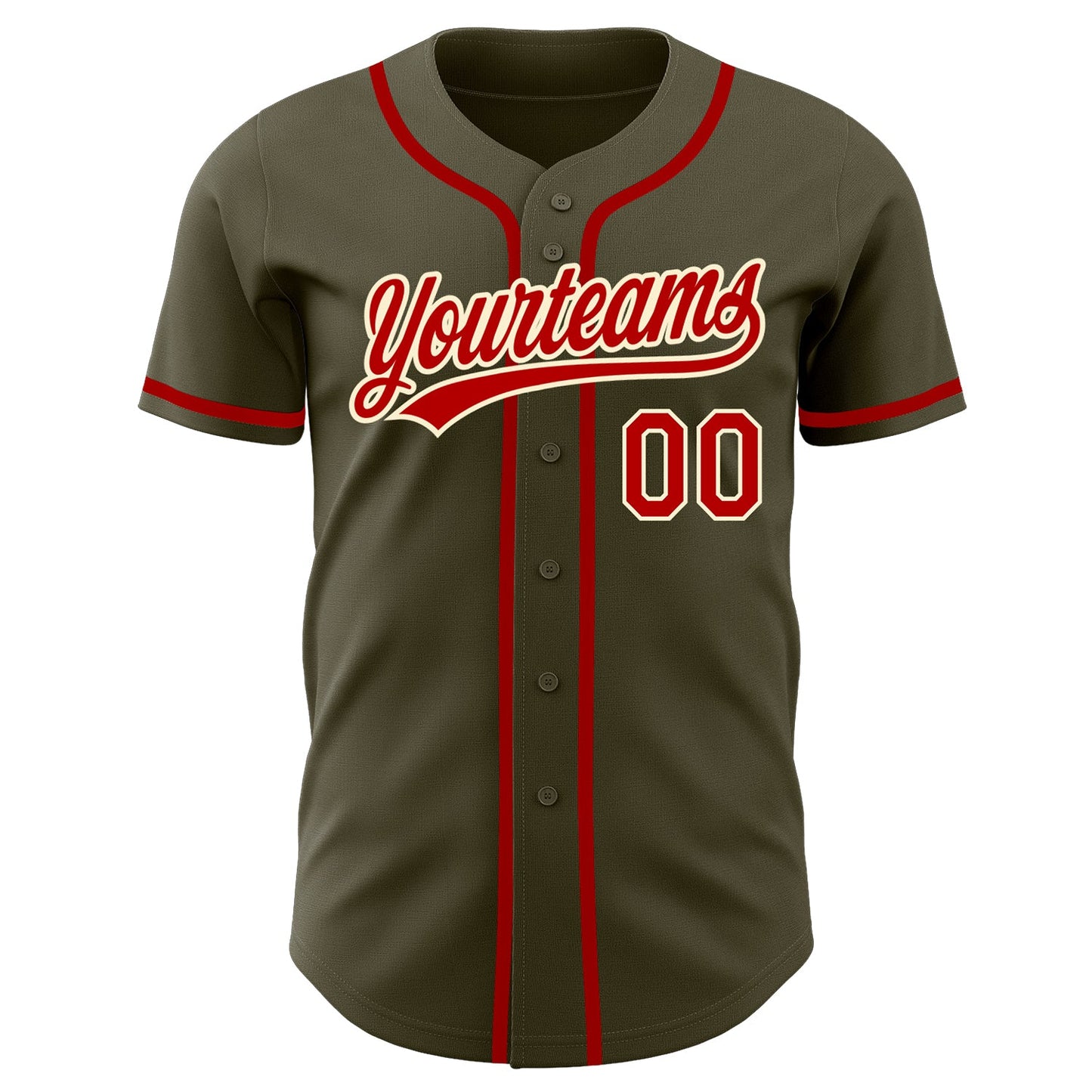 Custom Olive Red-Cream Authentic Salute To Service Baseball Jersey view 2