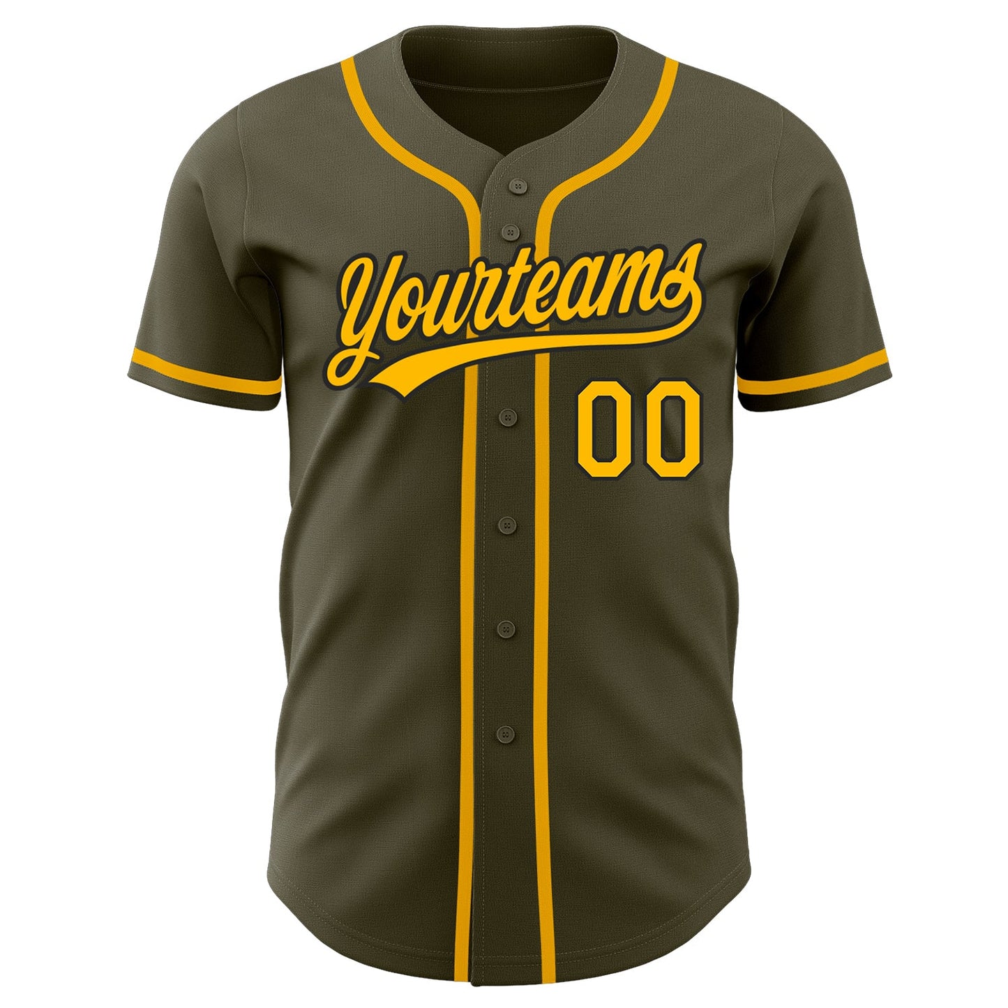 Custom Olive Gold-Black Authentic Salute To Service Baseball Jersey view 2