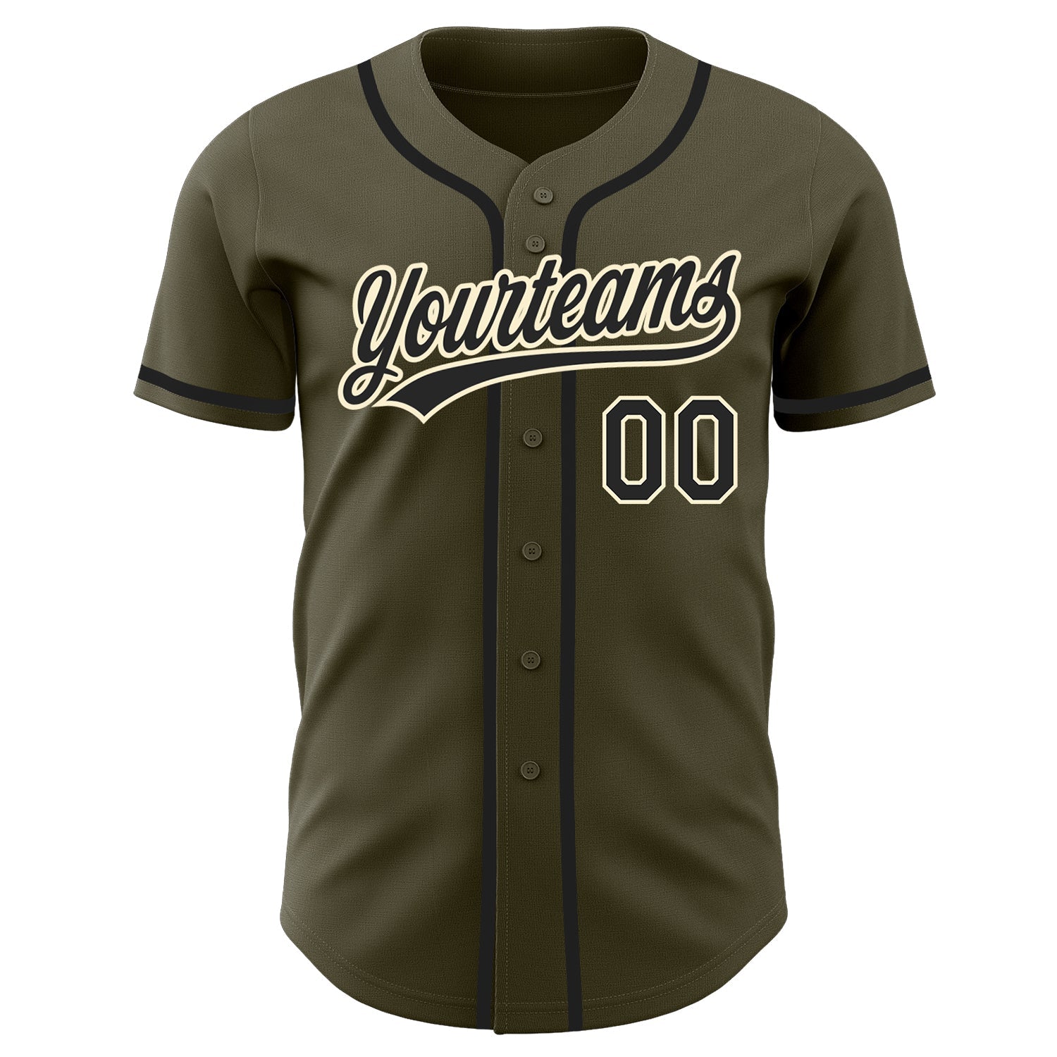 Custom Olive Black-Cream Authentic Salute To Service Baseball Jersey view 2
