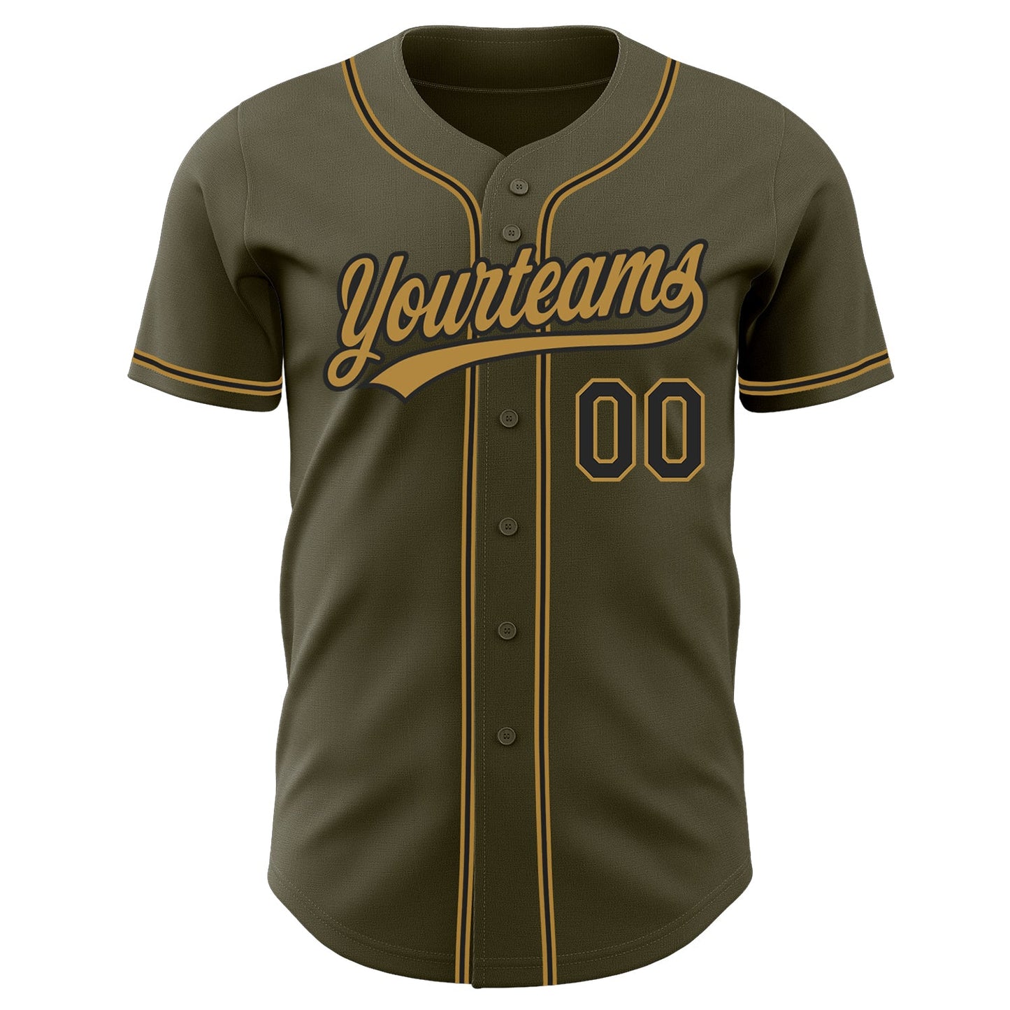 Custom Olive Black-Old Gold Authentic Salute To Service Baseball Jersey view 2