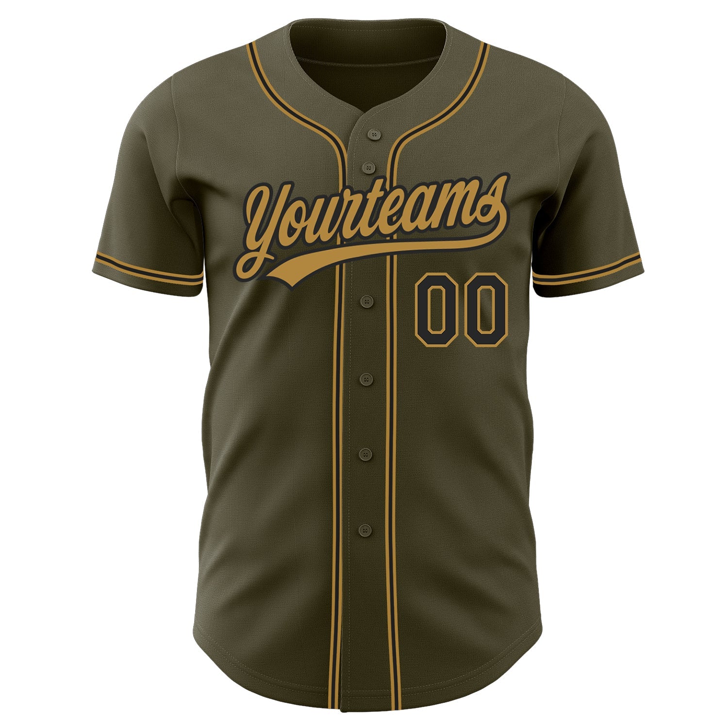 Custom Olive Black-Old Gold Authentic Salute To Service Baseball Jersey view 2