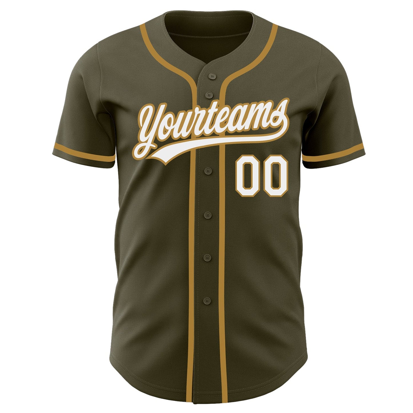 Custom Olive White-Old Gold Authentic Salute To Service Baseball Jersey view 2