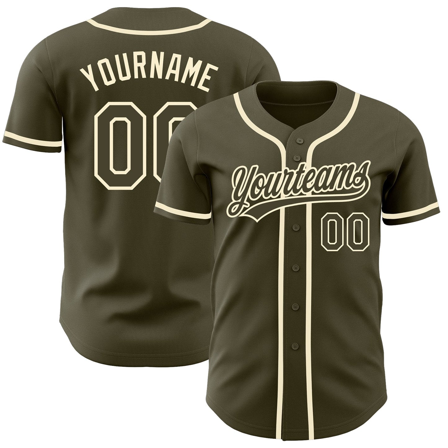 Custom Olive Olive-Cream Authentic Salute To Service Baseball Jersey - Main View