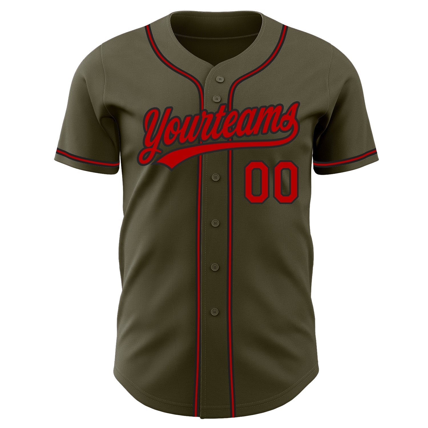 Custom Olive Red-Black Authentic Salute To Service Baseball Jersey view 2