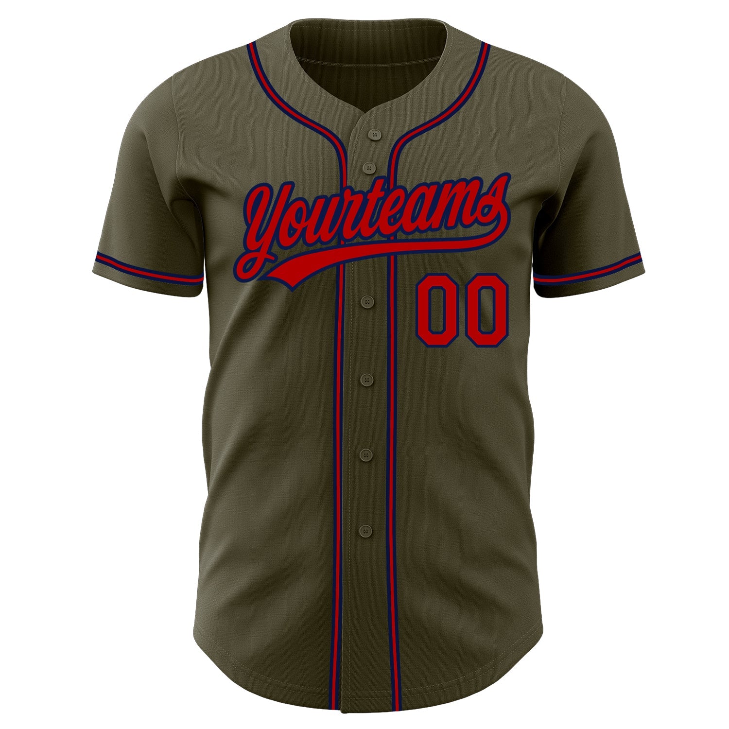 Custom Olive Red-Navy Authentic Salute To Service Baseball Jersey view 2