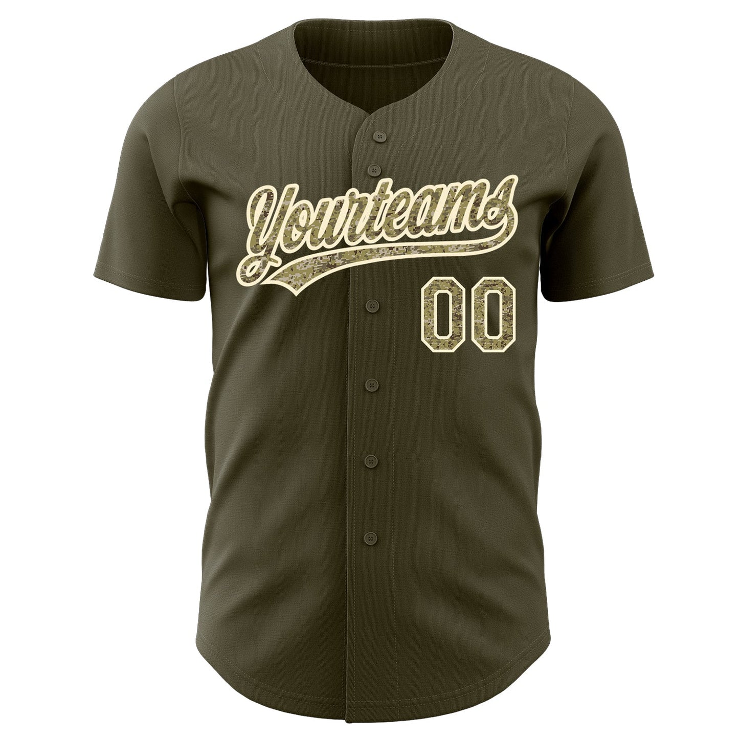 Custom Olive Camo-Cream Authentic Salute To Service Baseball Jersey view 2