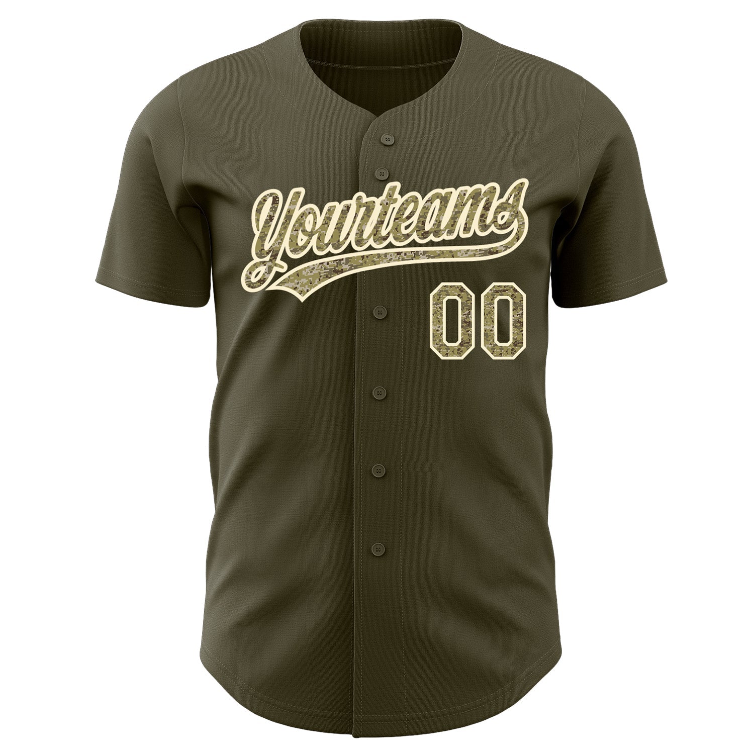 Custom Olive Camo-Cream Authentic Salute To Service Baseball Jersey view 2