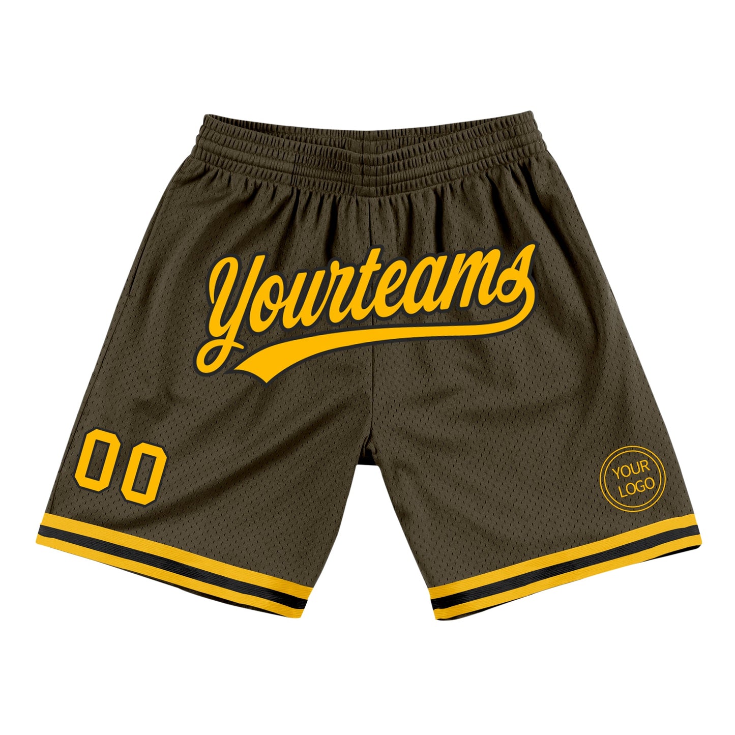 Custom Olive Gold-Black Authentic Throwback Salute To Service Basketball Shorts - Main View