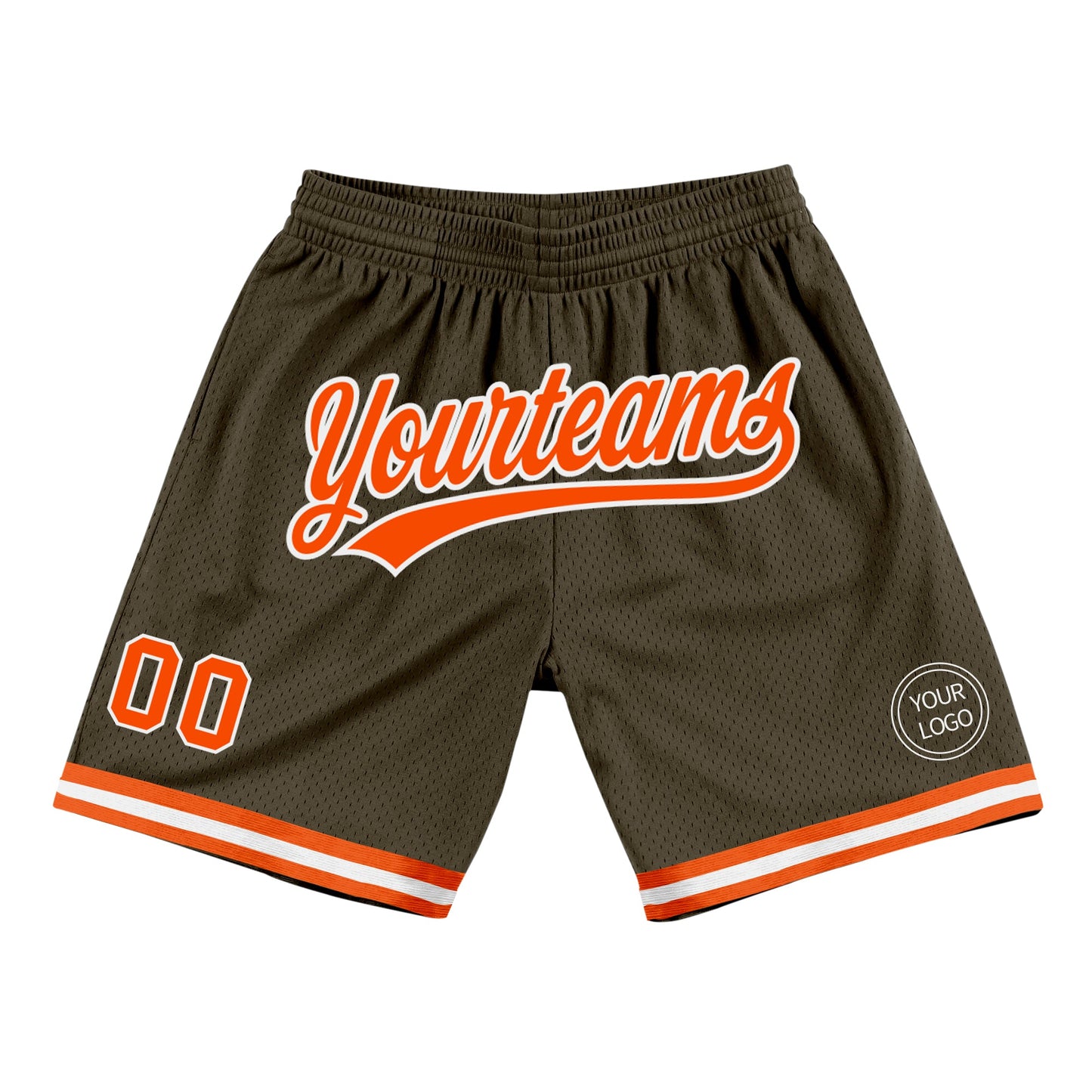 Custom Olive Orange-White Authentic Throwback Salute To Service Basketball Shorts - Main View
