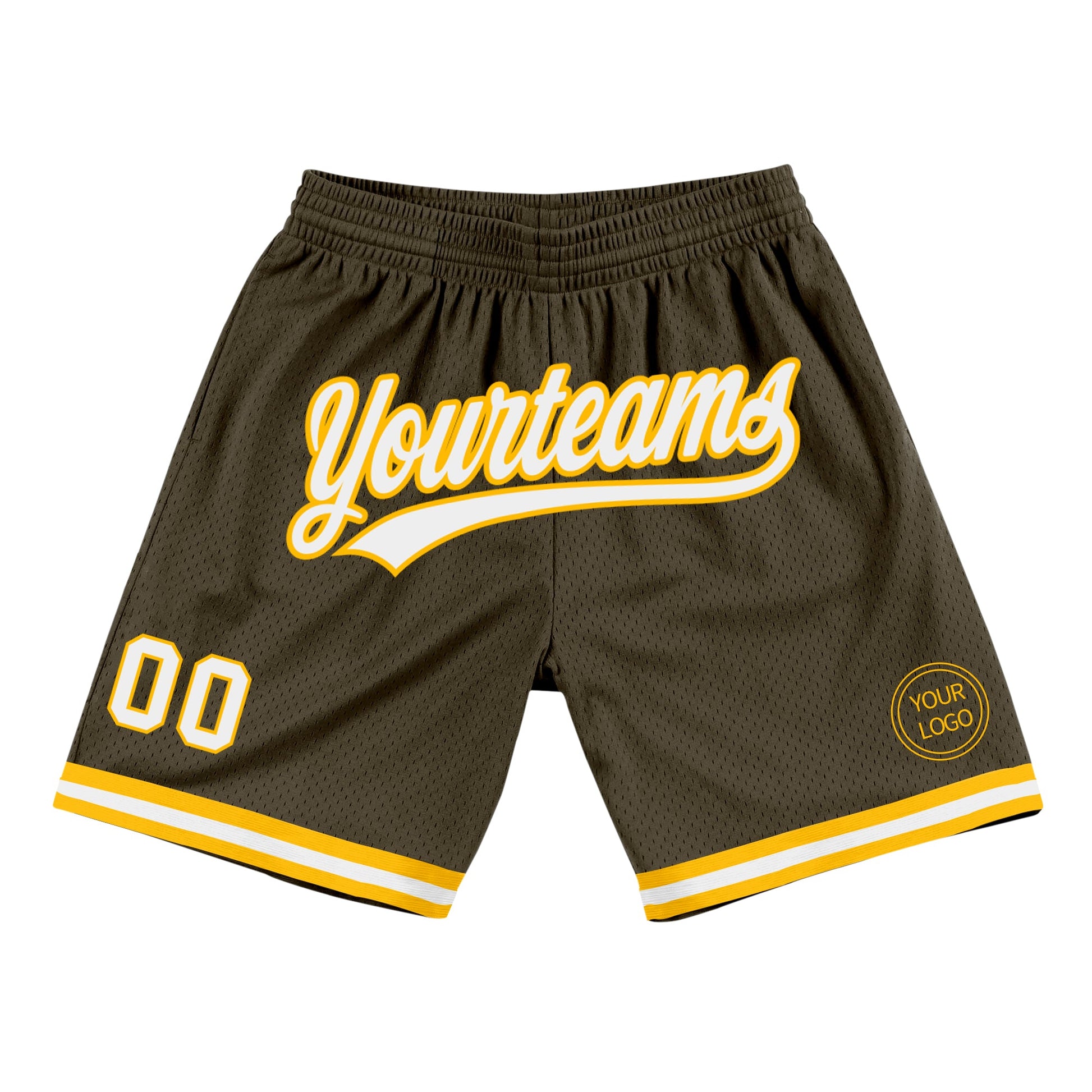 Custom Olive White-Gold Authentic Throwback Salute To Service Basketball Shorts - Main View