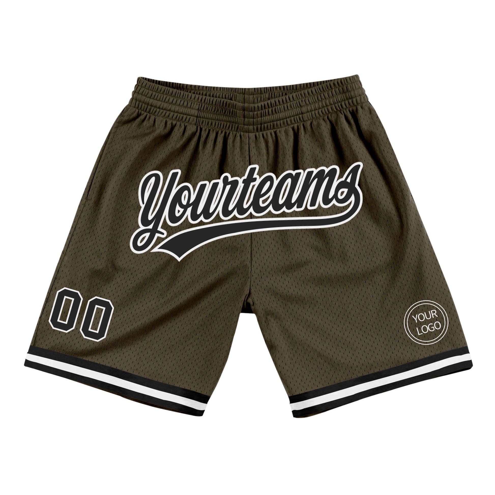 Custom Olive Black-White Authentic Throwback Salute To Service Basketball Shorts - Main View