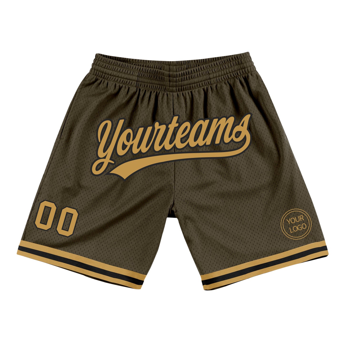 Custom Olive Old Gold-Black Authentic Throwback Salute To Service Basketball Shorts - Main View