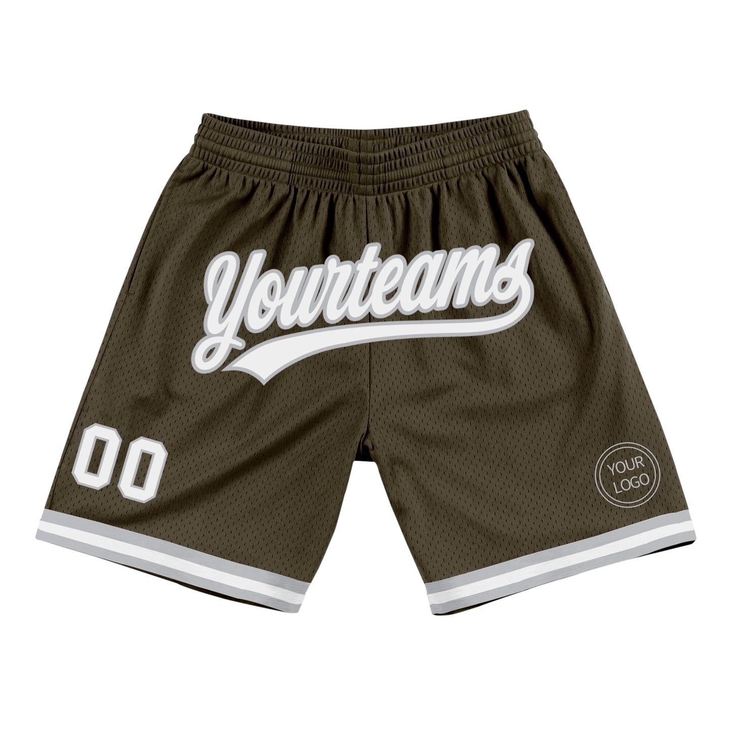 Custom Olive White-Gray Authentic Throwback Salute To Service Basketball Shorts - Main View