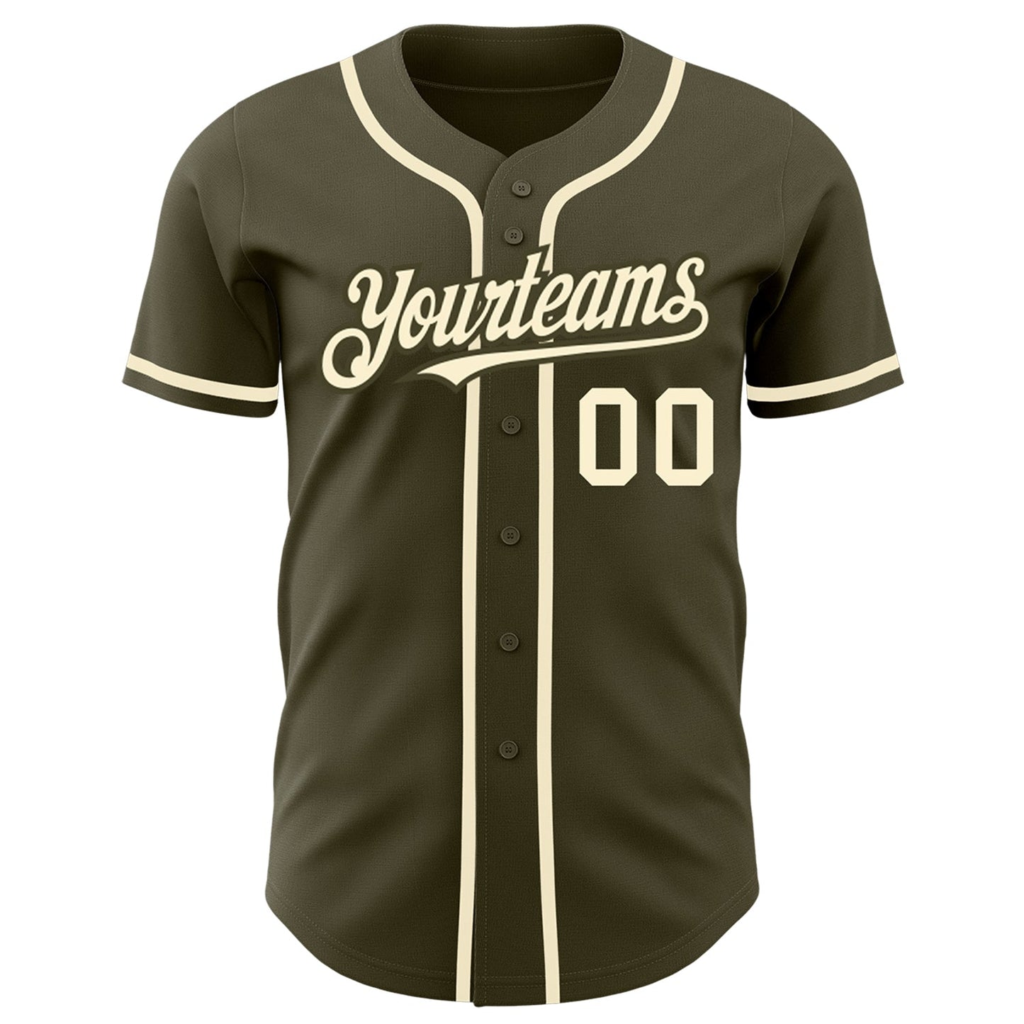 Custom Olive Cream Authentic Salute To Service Baseball Jersey view 2