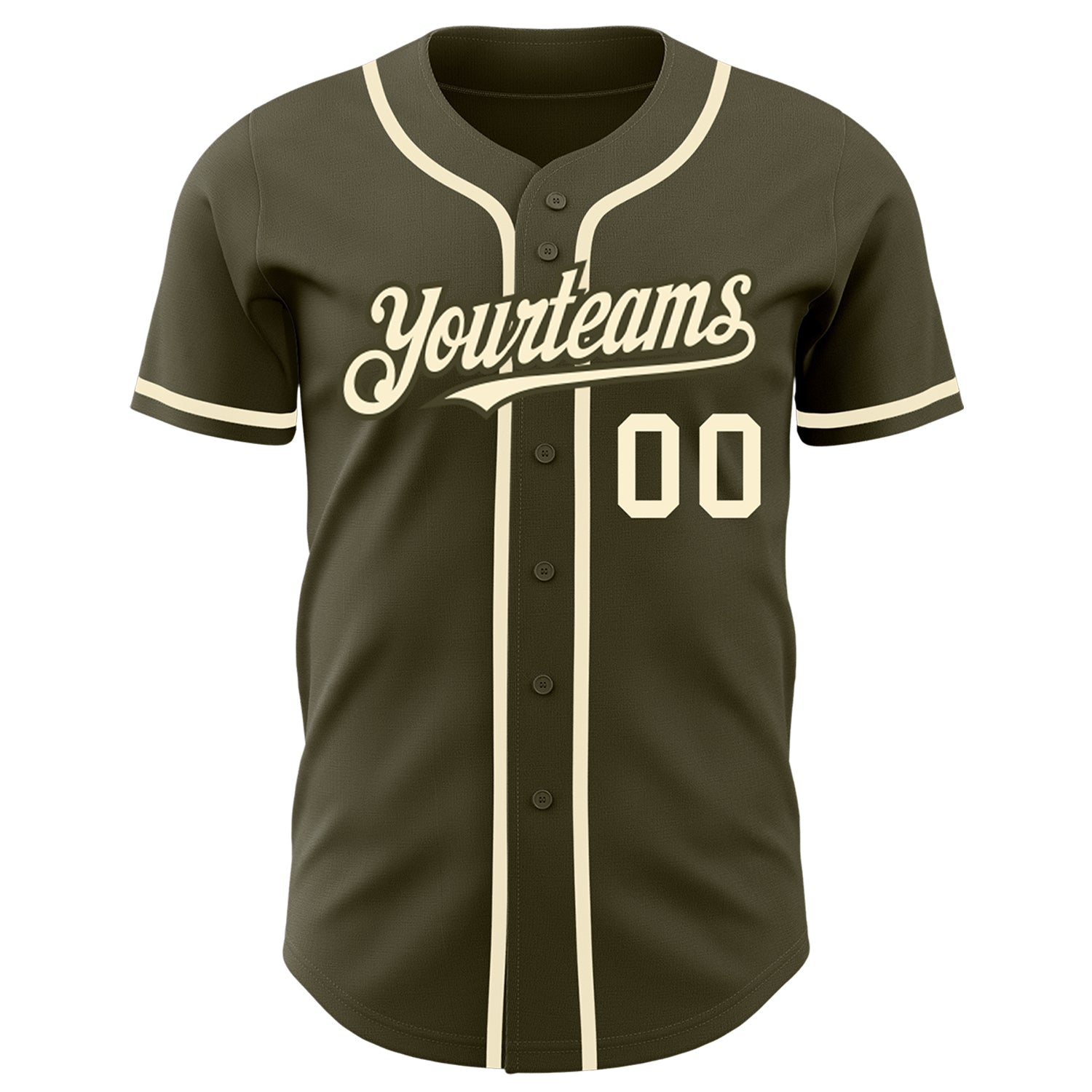 Custom Olive Cream Authentic Salute To Service Baseball Jersey view 2