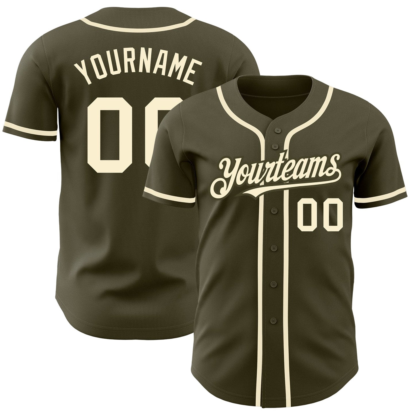 Custom Olive Cream Authentic Salute To Service Baseball Jersey - Main View