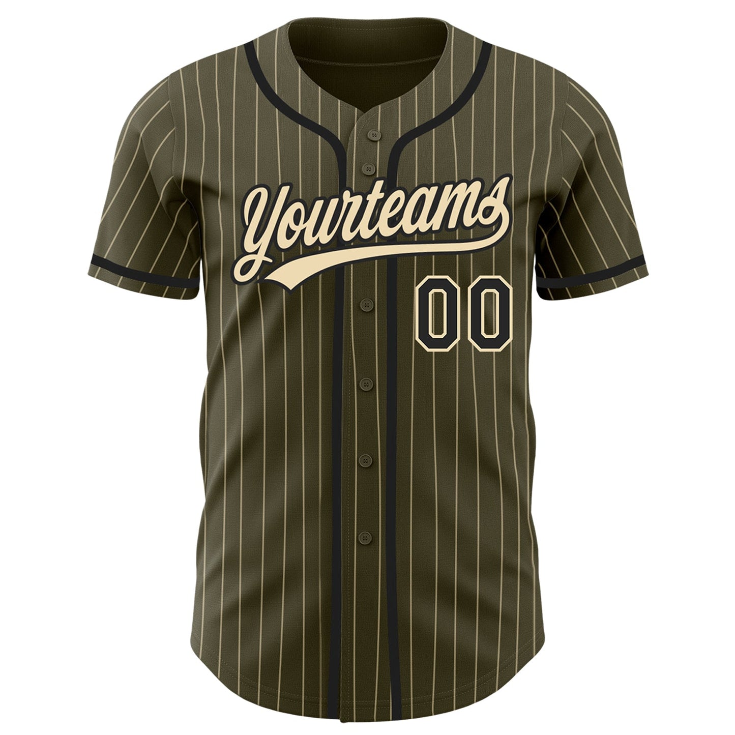 Custom Olive City Cream Pinstripe Black Authentic Salute To Service Baseball Jersey view 2
