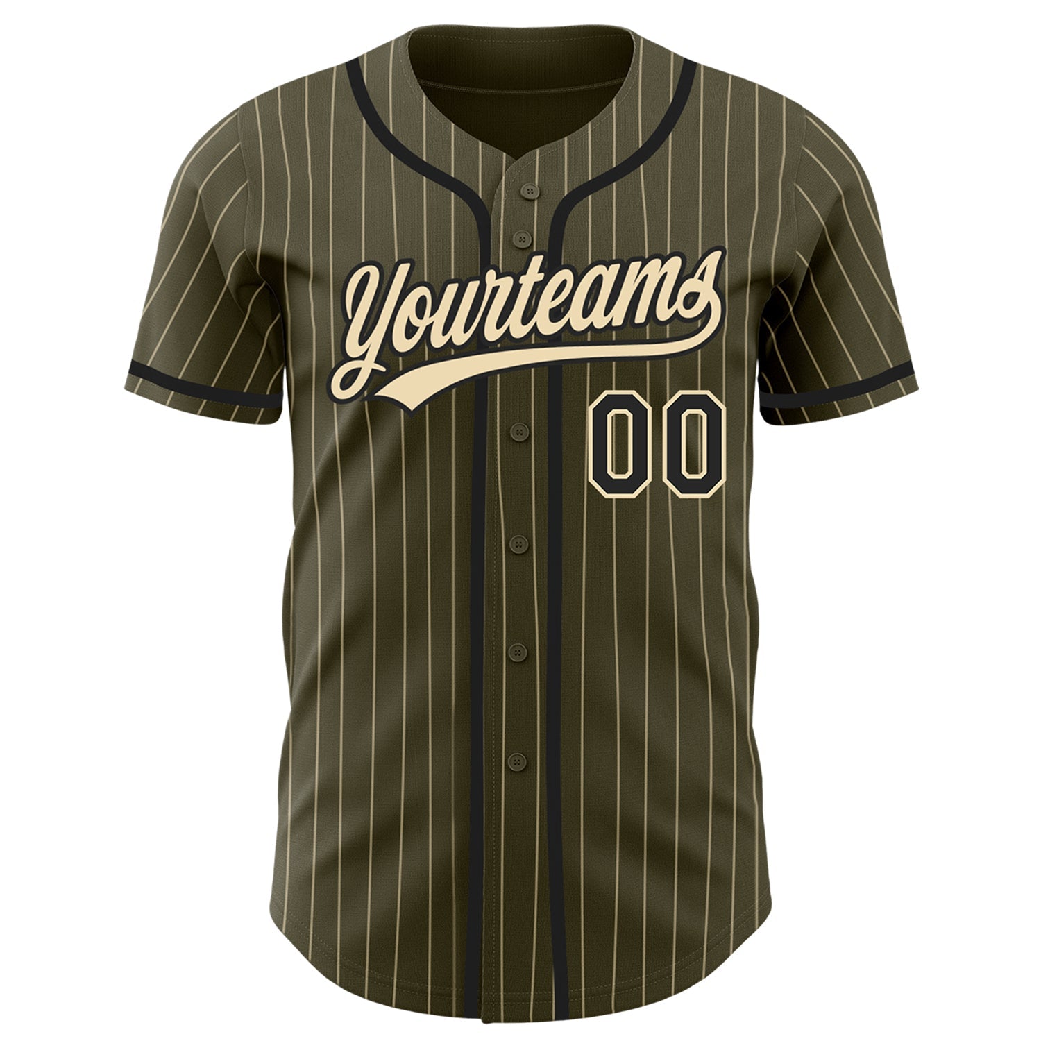 Custom Olive City Cream Pinstripe Black Authentic Salute To Service Baseball Jersey view 2