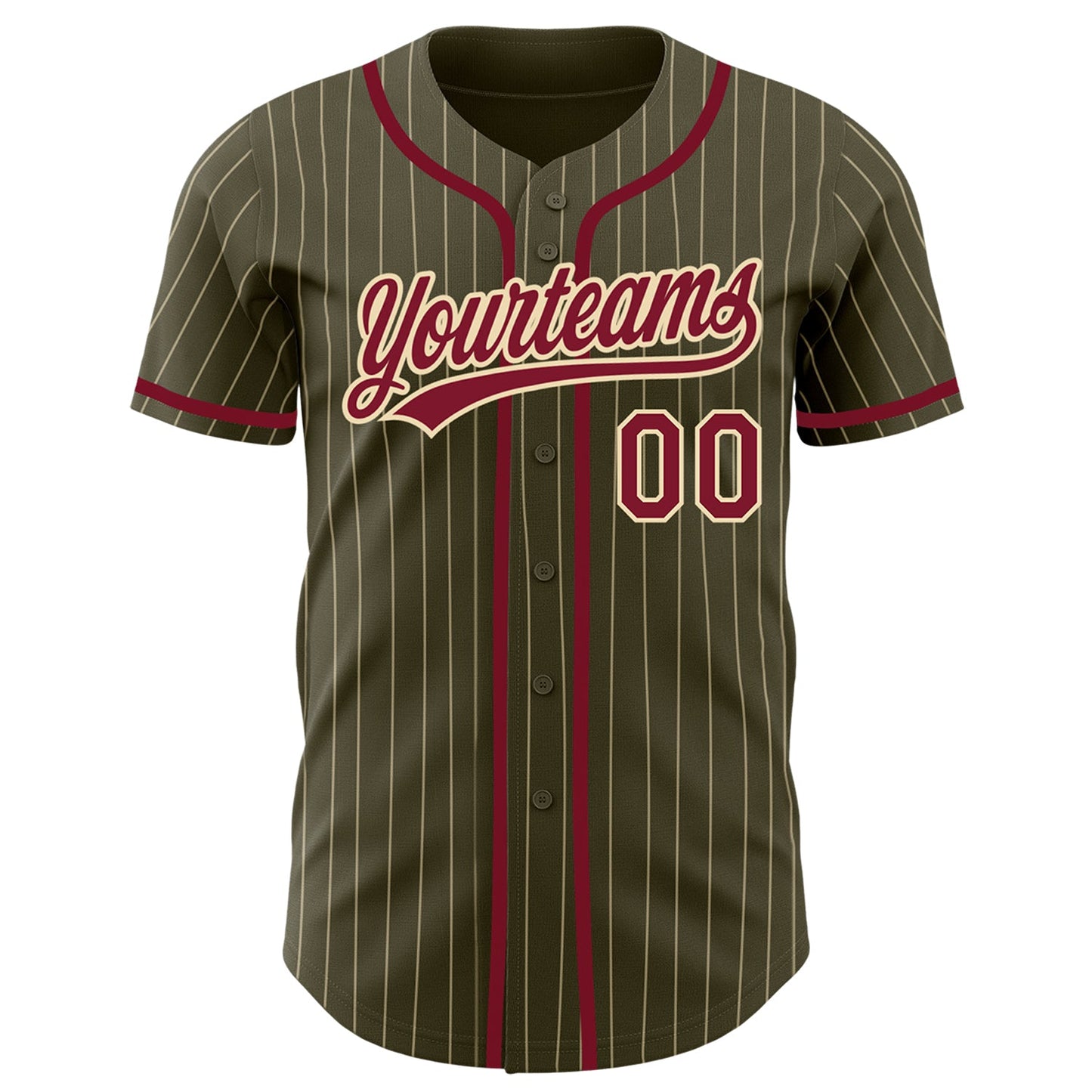 Custom Olive City Cream Pinstripe Crimson Authentic Salute To Service Baseball Jersey view 2