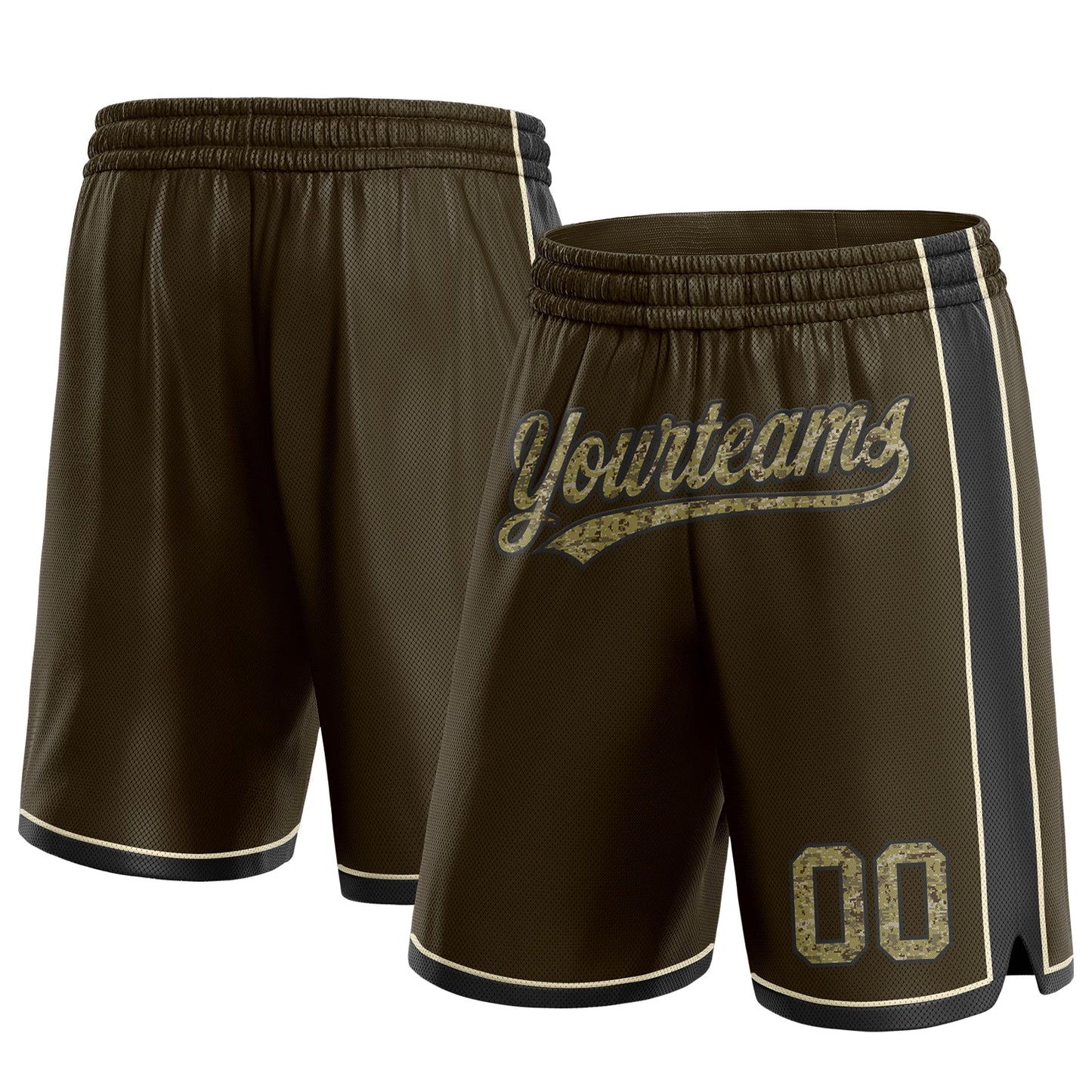 Custom Olive Camo Cream-Black Authentic Salute To Service Basketball Shorts - Main View