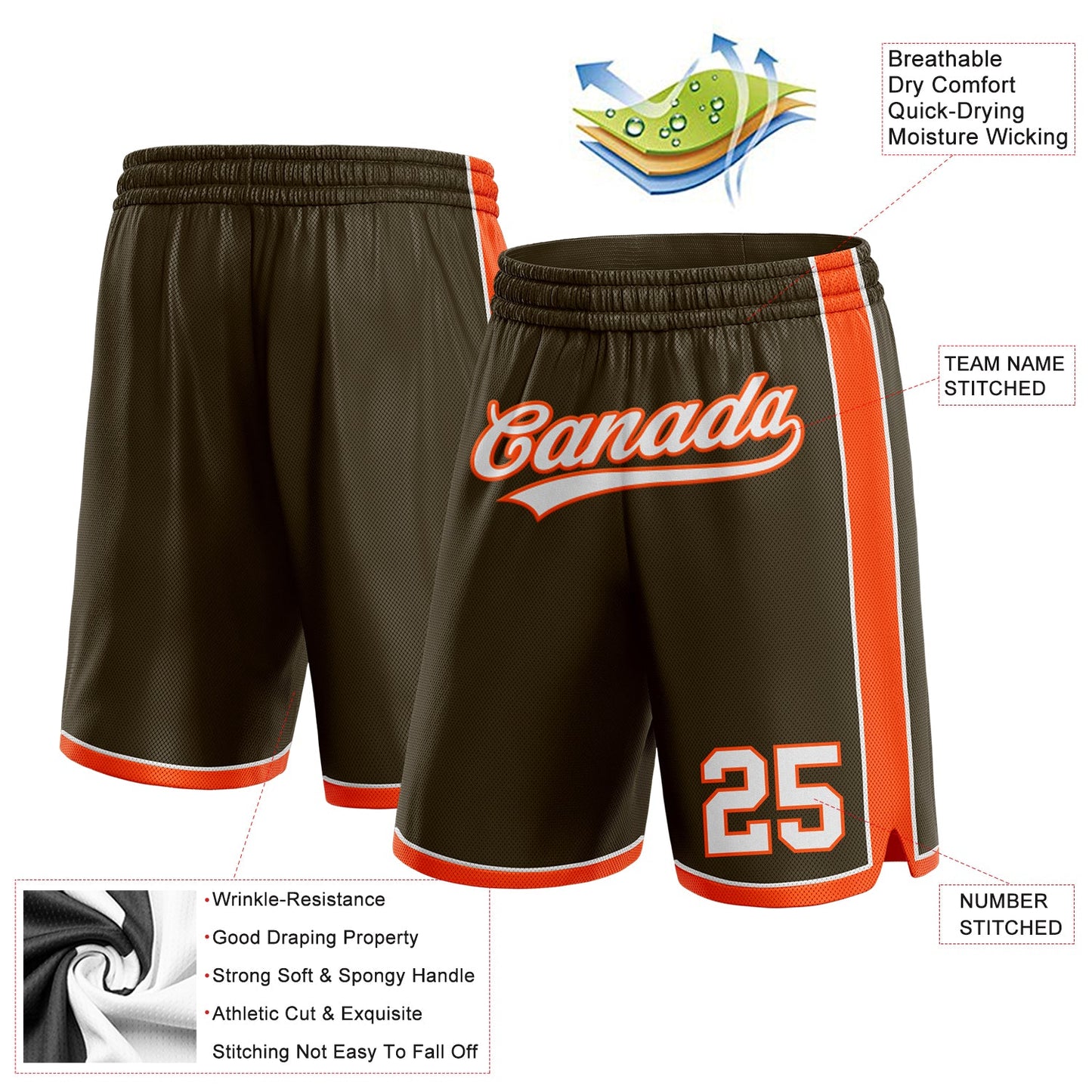 Custom Olive White-Orange Authentic Salute To Service Basketball Shorts view 2