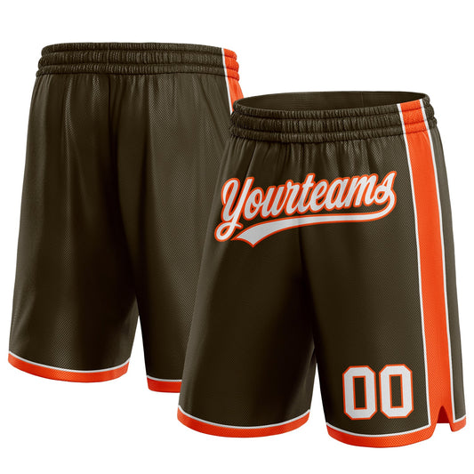Custom Olive White-Orange Authentic Salute To Service Basketball Shorts - Main View