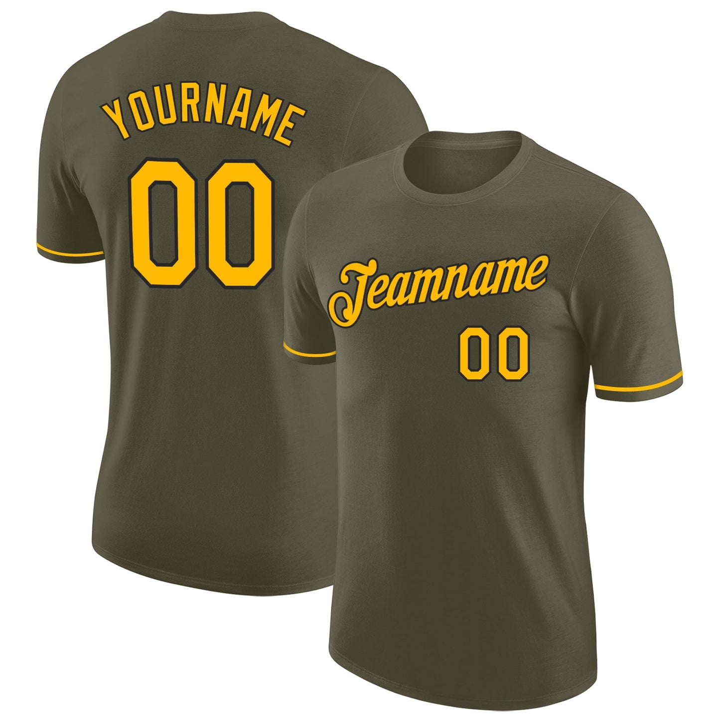 Custom Olive Gold-Black Performance Salute To Service T-Shirt - Main View