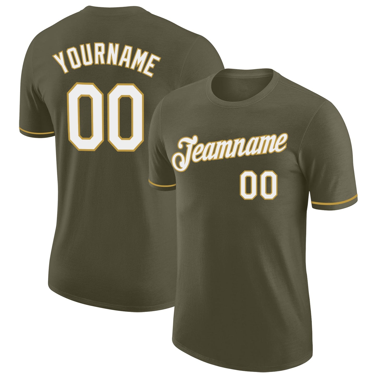 Custom Olive White-Old Gold Performance Salute To Service T-Shirt - Main View