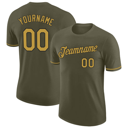 Custom Olive Old Gold-Black Performance Salute To Service T-Shirt - Main View