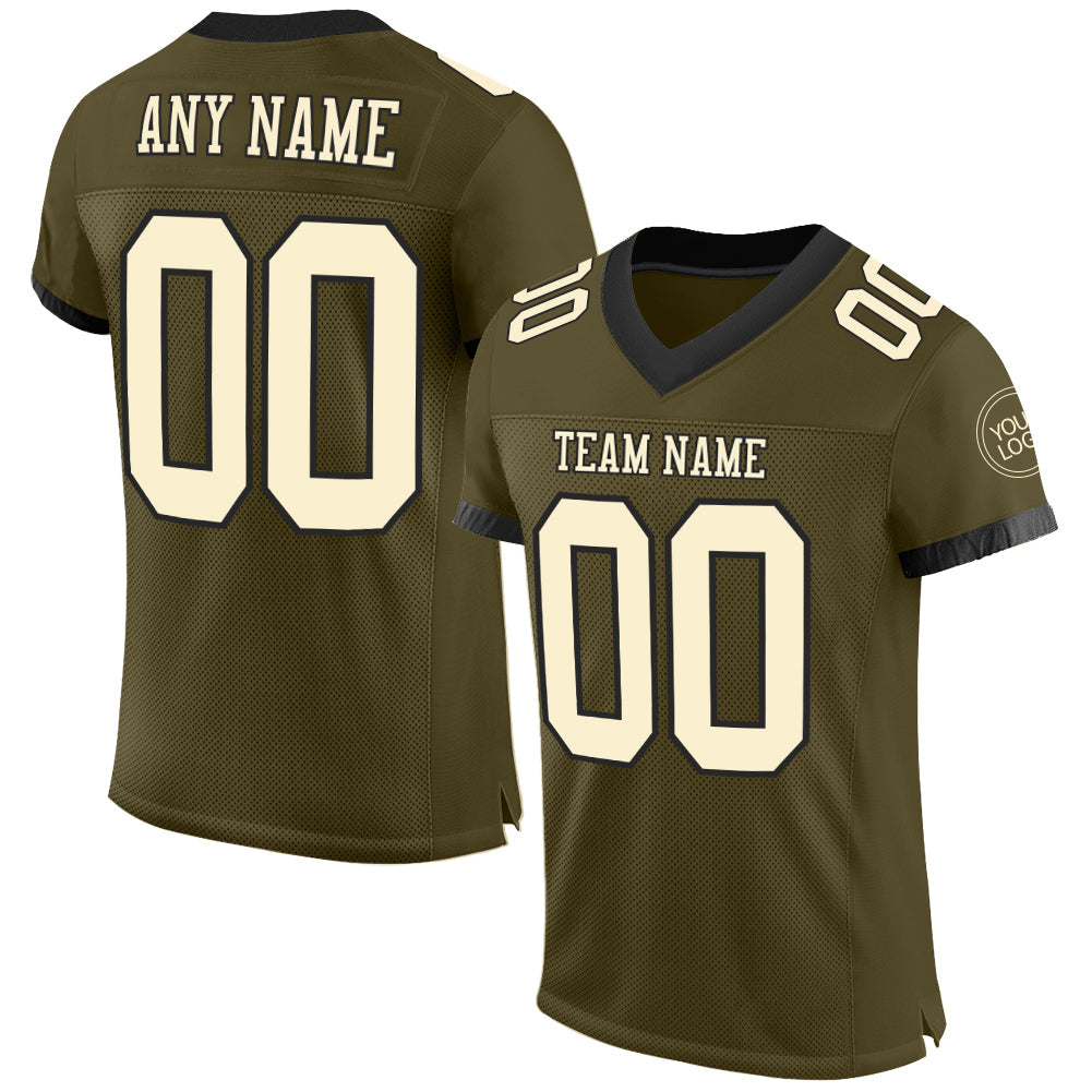 Custom Olive Cream-Black Mesh Authentic Salute To Service Football Jersey - Main View