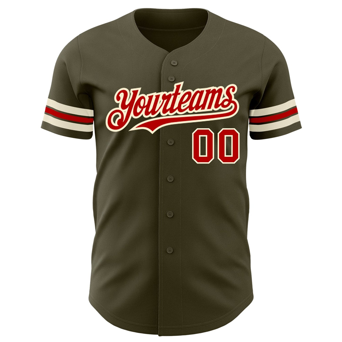 Custom Olive Red-Cream Authentic Salute To Service Baseball Jersey view 2