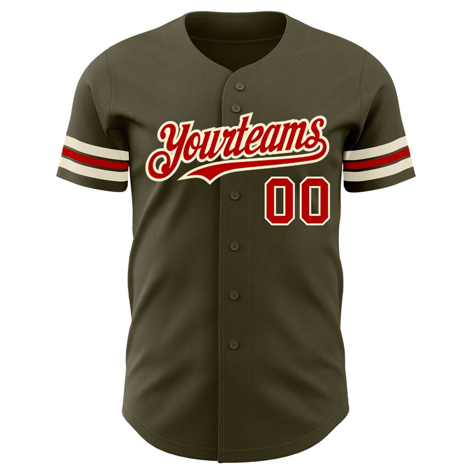Custom Olive Red-Cream Authentic Salute To Service Baseball Jersey view 2