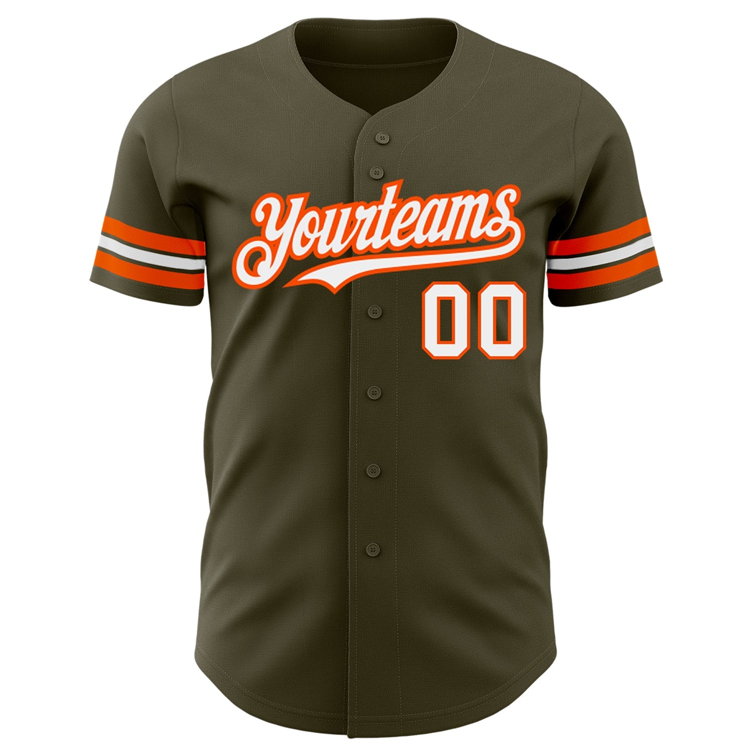 Custom Olive White-Orange Authentic Salute To Service Baseball Jersey view 2