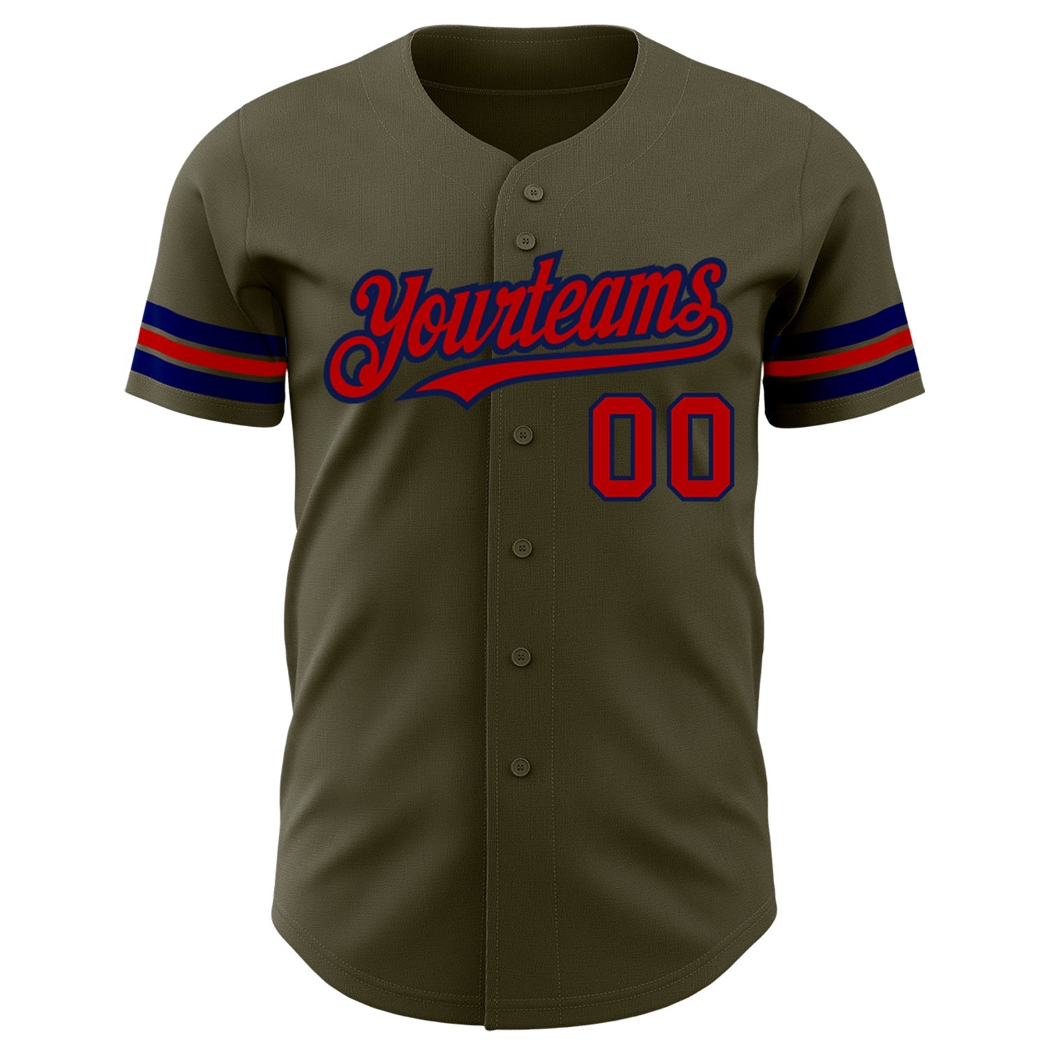 Custom Olive Red-Navy Authentic Salute To Service Baseball Jersey view 2