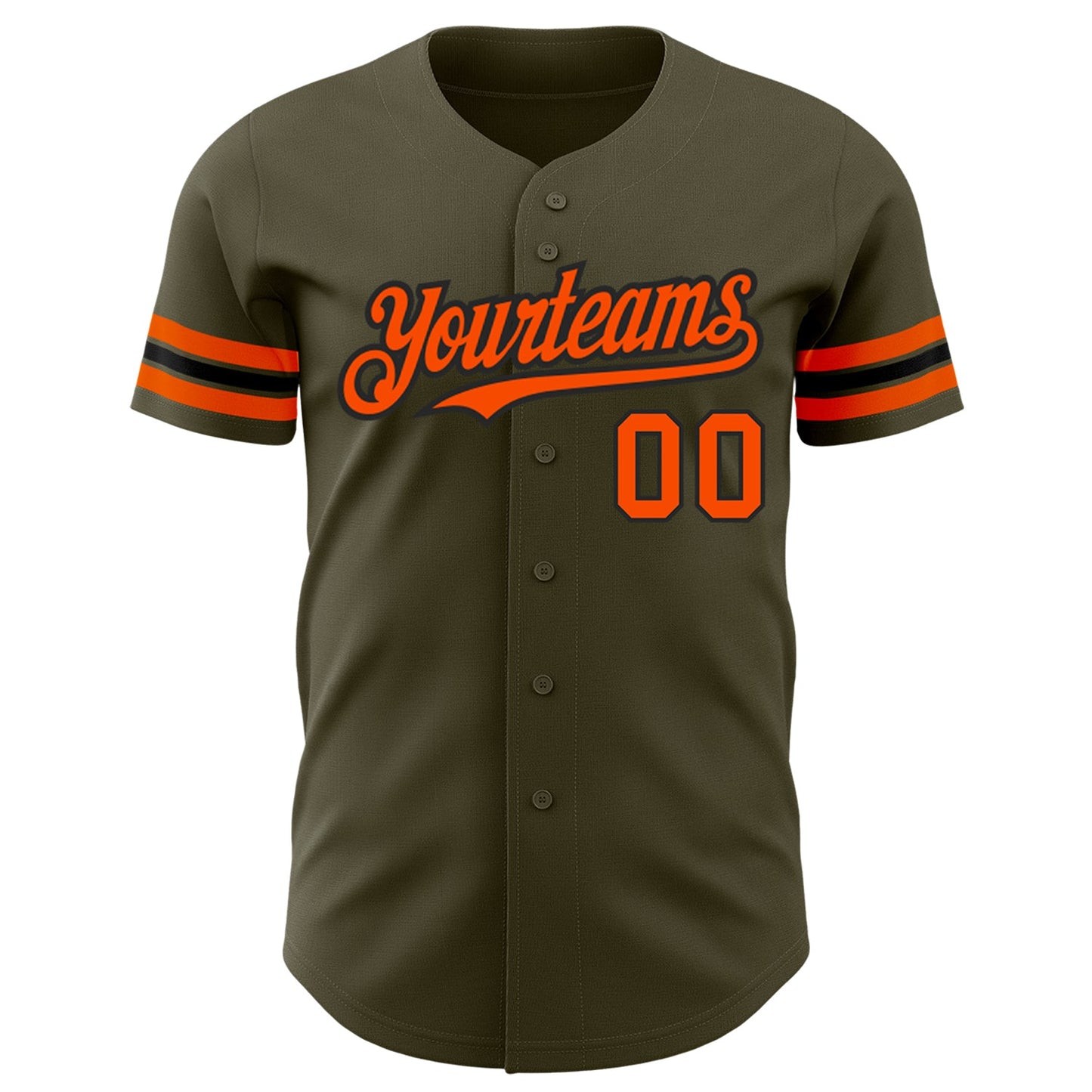 Custom Olive Orange-Black Authentic Salute To Service Baseball Jersey view 2